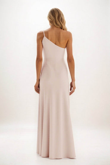Sheath-Column Maxi Luxe Satin Bridesmaid Dress CB0842 - COCOMELODY