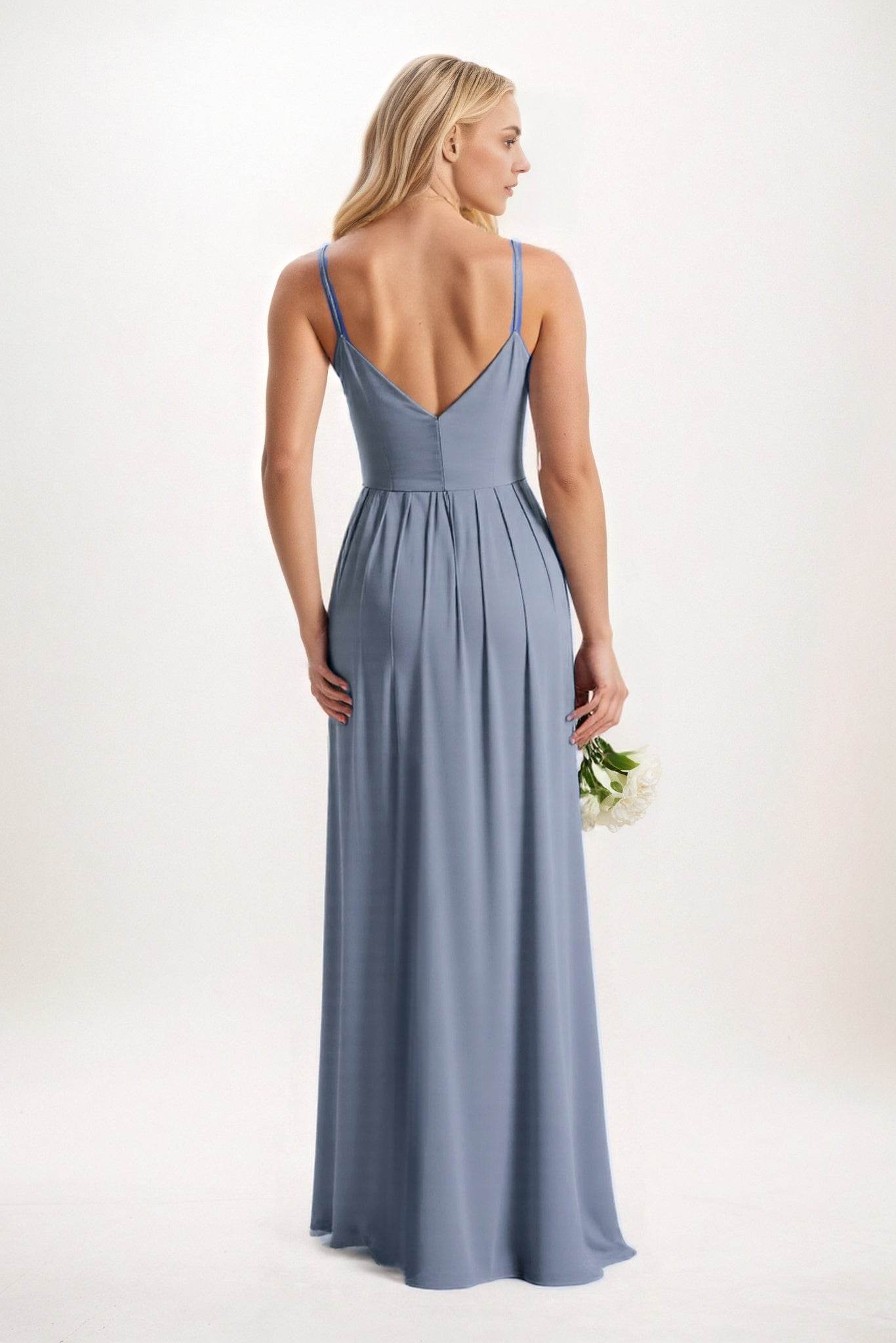 A-Line Maxi Luxe Satin Bridesmaid Dress CB0844 - COCOMELODY