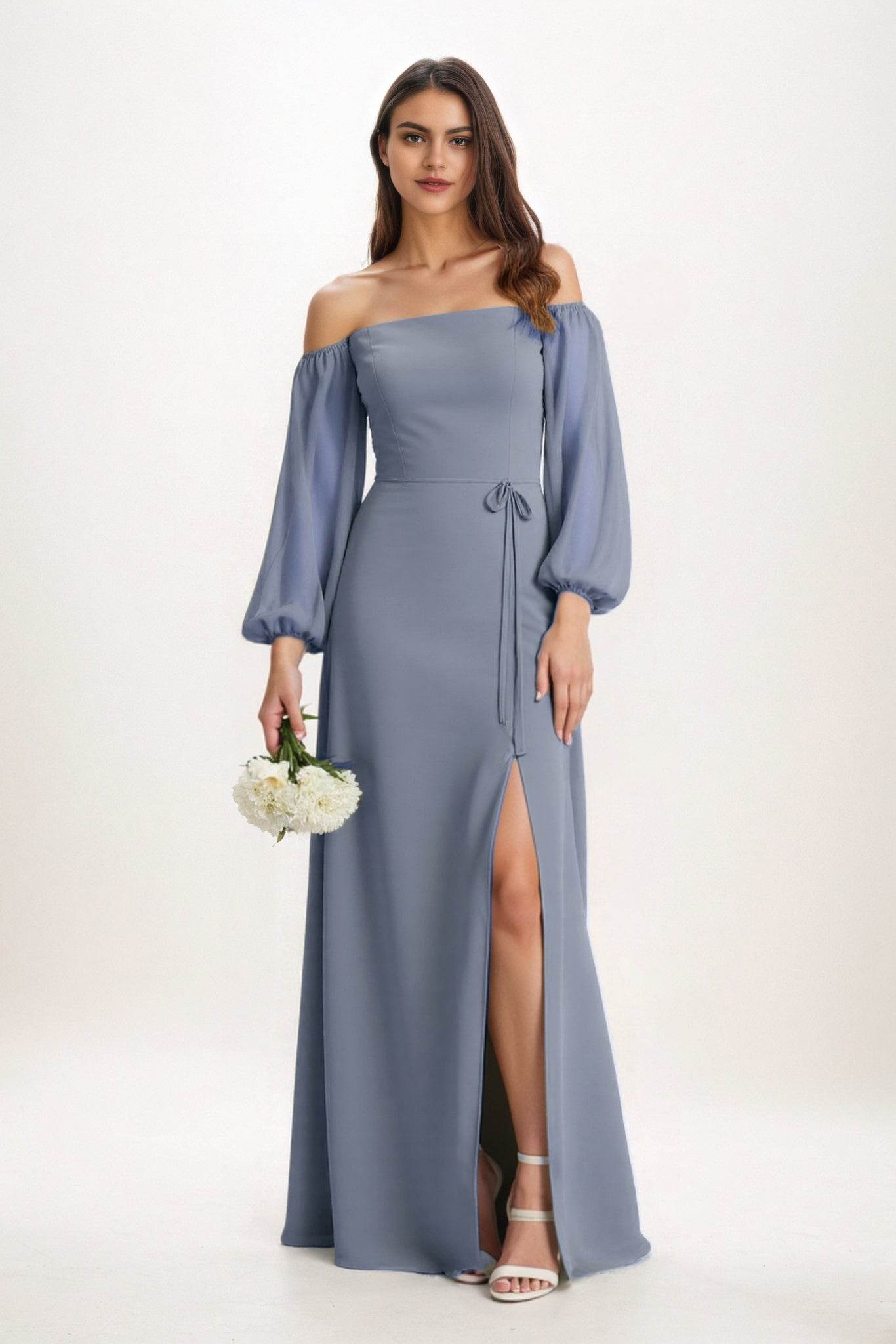 A-Line Maxi Chiffon Bridesmaid Dress CB0847 - COCOMELODY