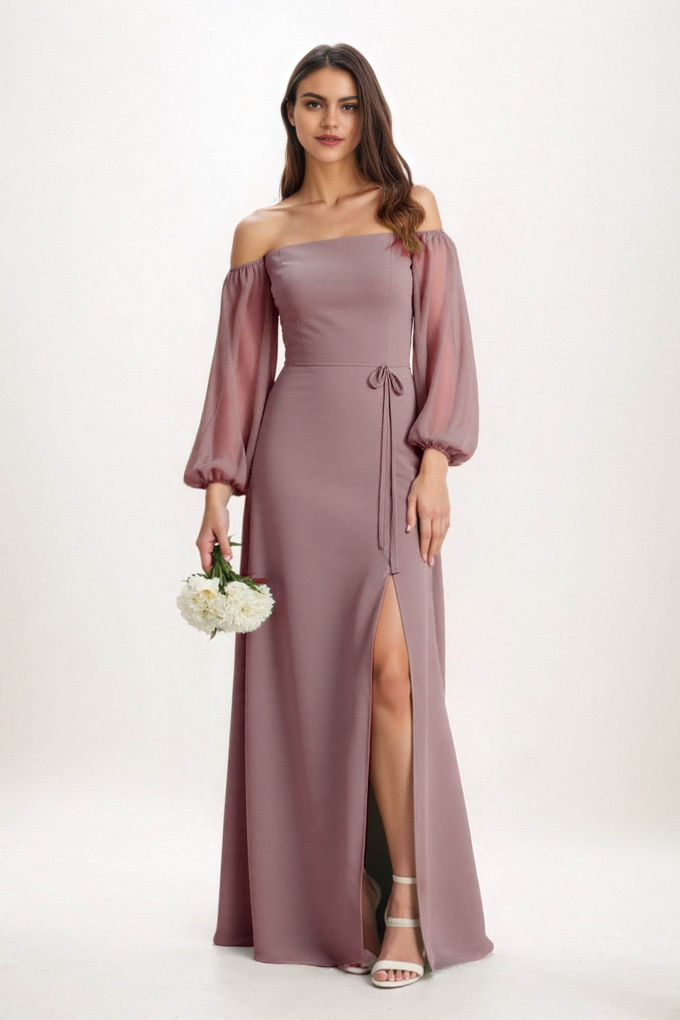 A-Line Maxi Chiffon Bridesmaid Dress CB0847 - COCOMELODY