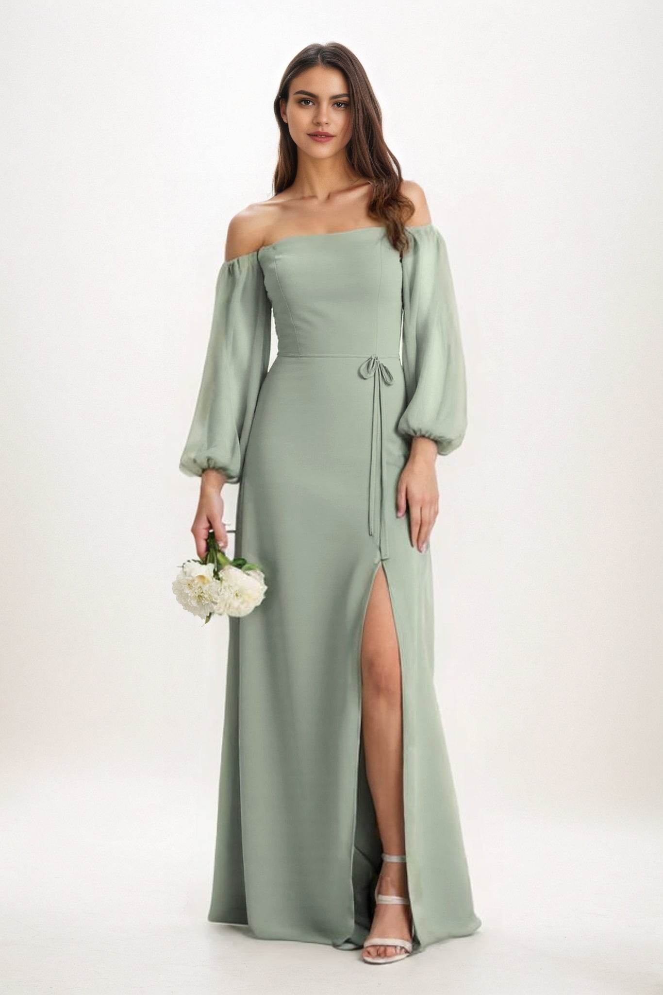 A-Line Maxi Chiffon Bridesmaid Dress CB0847 - COCOMELODY