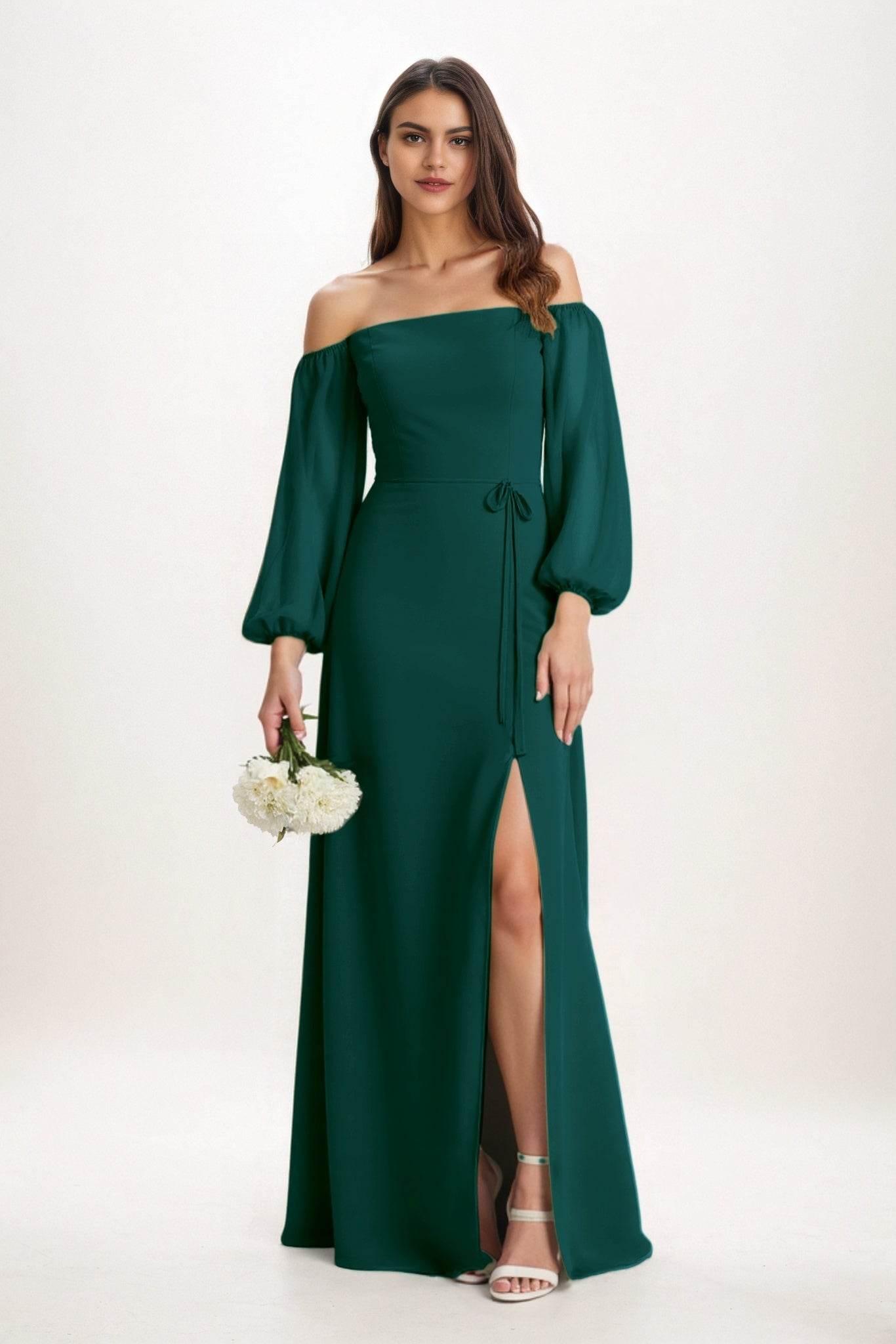 A-Line Maxi Chiffon Bridesmaid Dress CB0847 - COCOMELODY