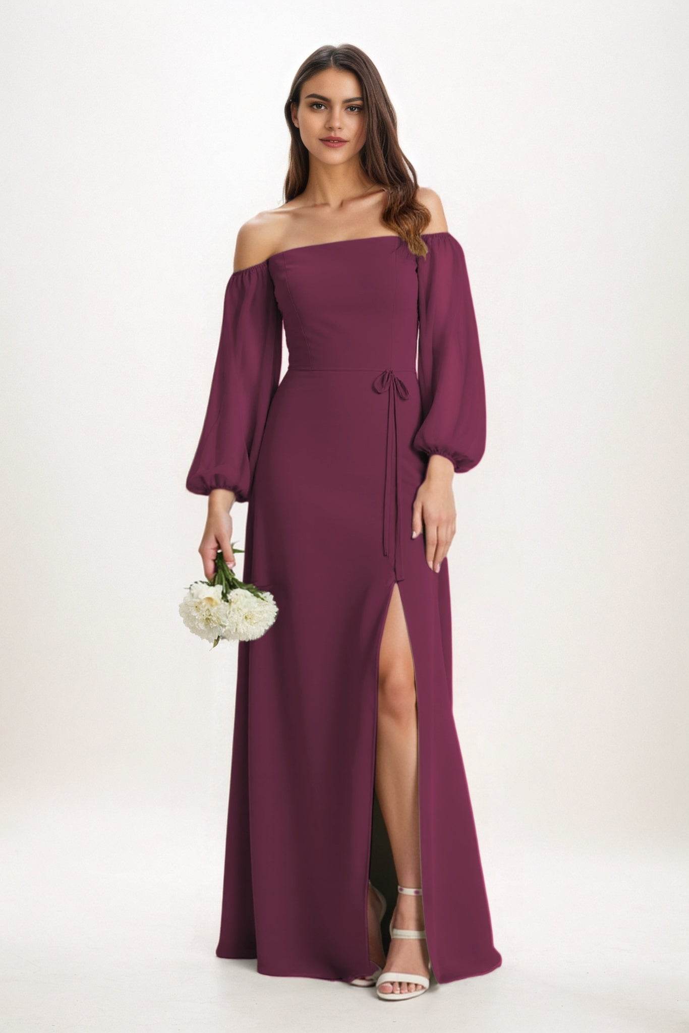 A-Line Maxi Chiffon Bridesmaid Dress CB0847 - COCOMELODY
