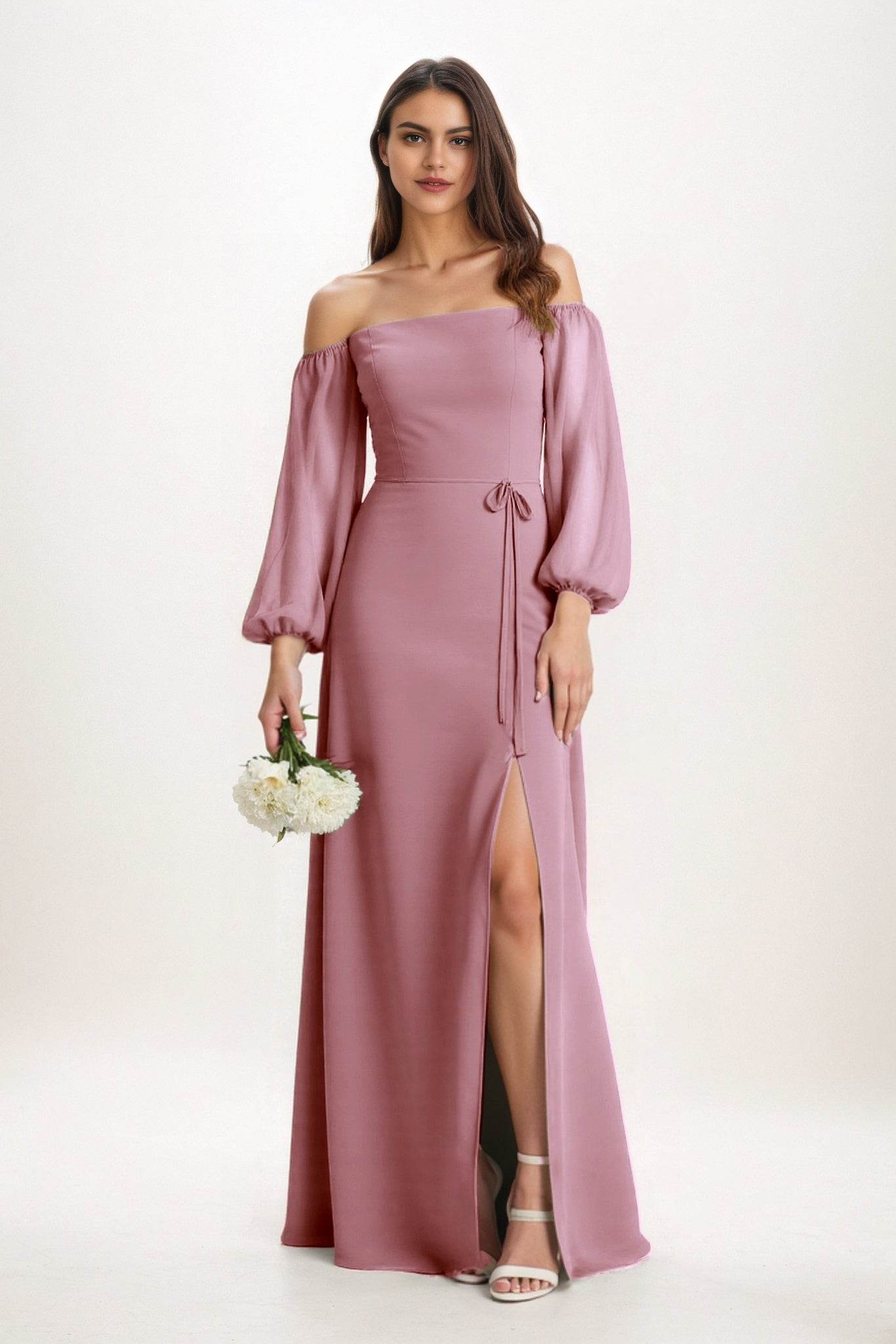 A-Line Maxi Chiffon Bridesmaid Dress CB0847 - COCOMELODY