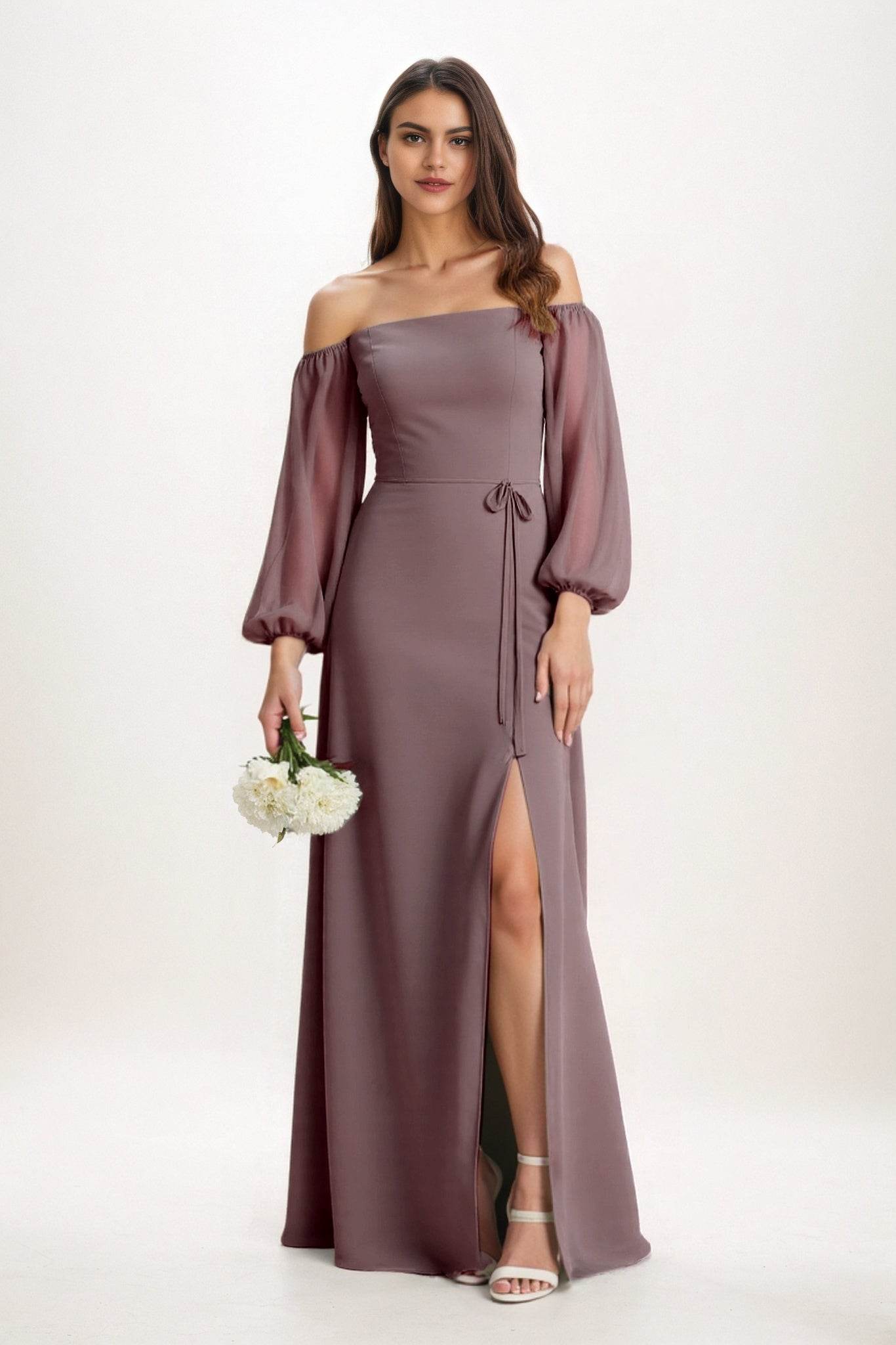 A-Line Maxi Chiffon Bridesmaid Dress CB0847 - COCOMELODY