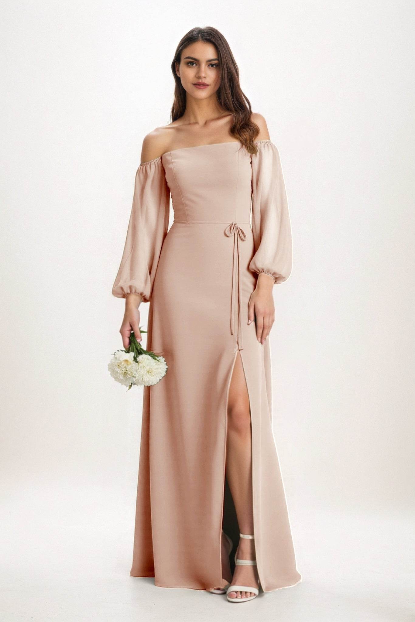 A-Line Maxi Chiffon Bridesmaid Dress CB0847 - COCOMELODY