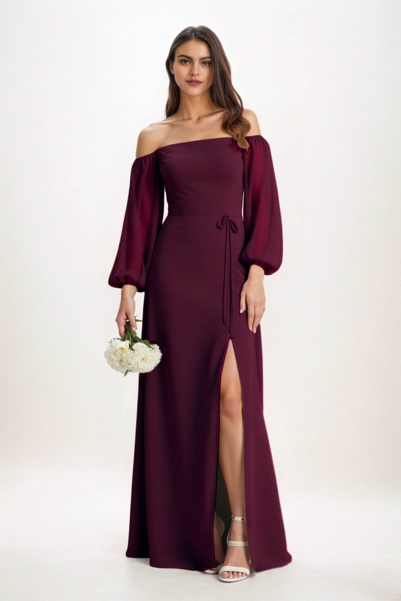 A-Line Maxi Chiffon Bridesmaid Dress CB0847 - COCOMELODY