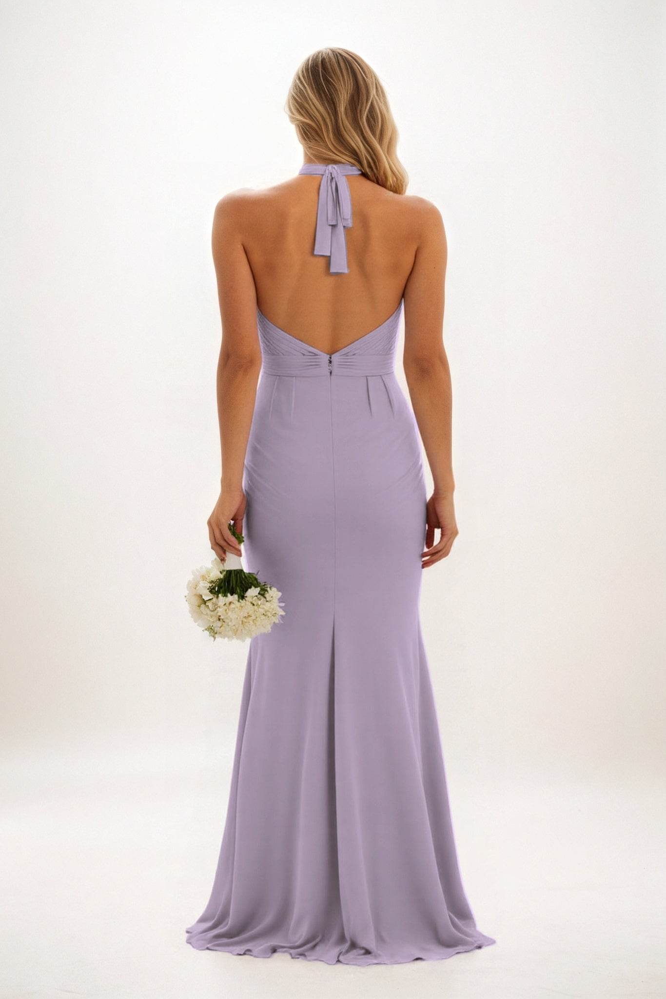 Sheath-Column Maxi Chiffon Bridesmaid Dress CB0848 - COCOMELODY