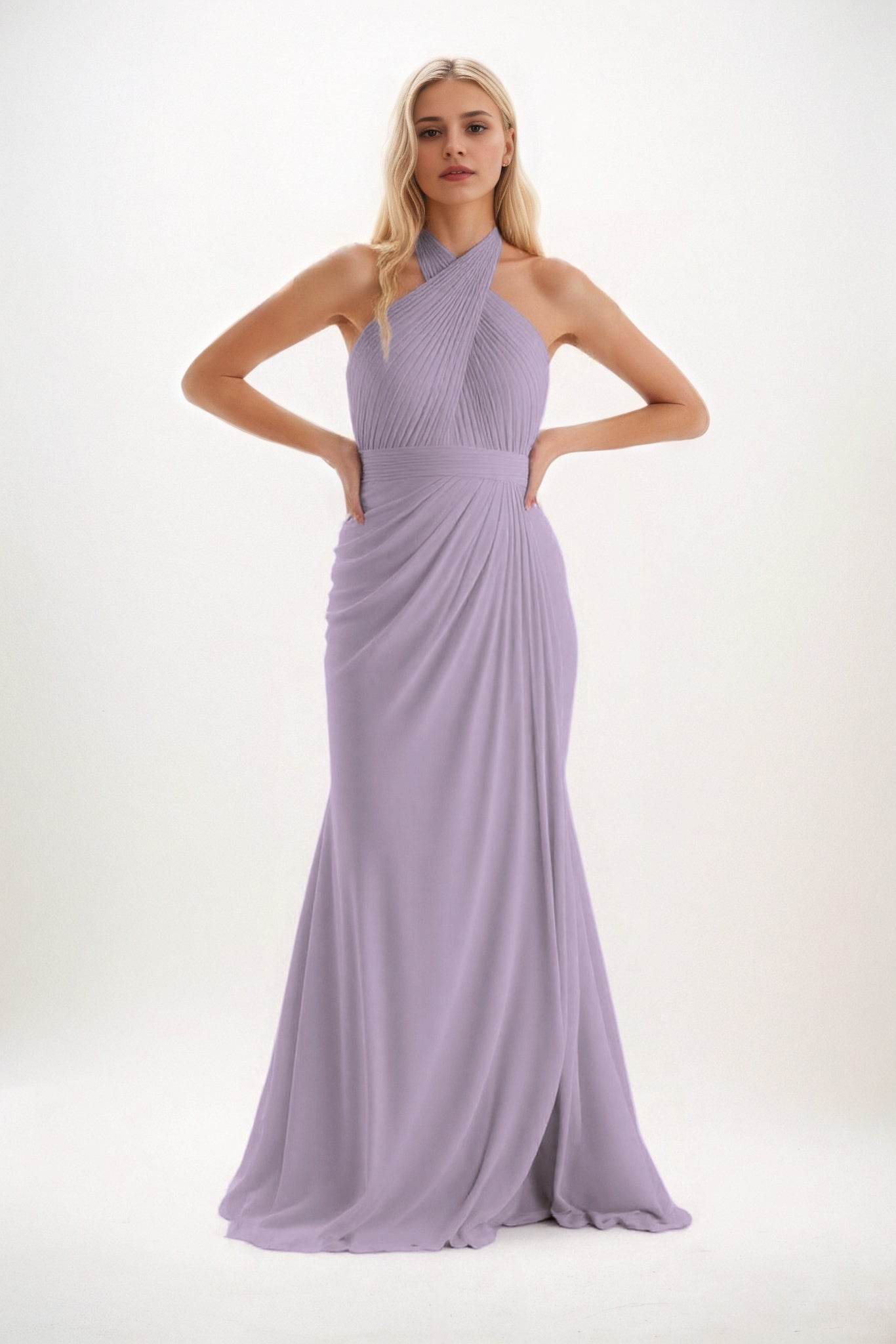 Sheath-Column Maxi Chiffon Bridesmaid Dress CB0848 - COCOMELODY