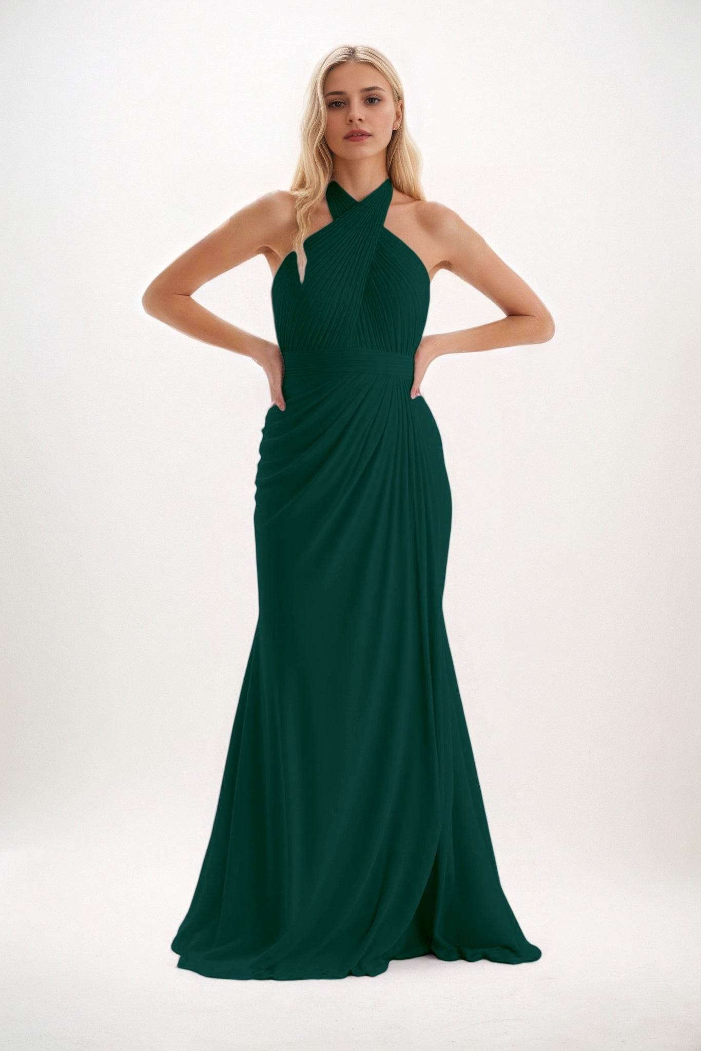 Sheath-Column Maxi Chiffon Bridesmaid Dress CB0848 - COCOMELODY