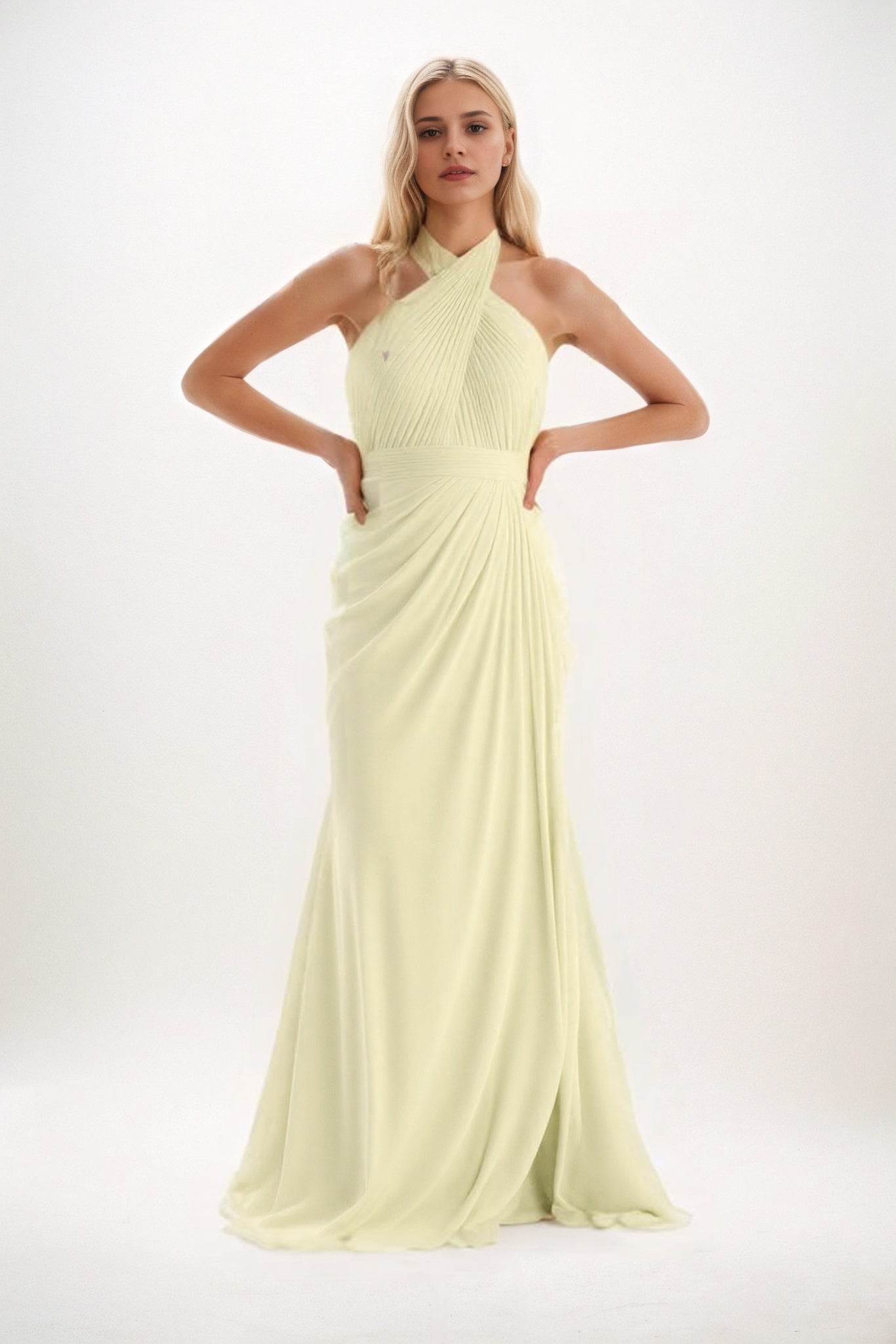 Sheath-Column Maxi Chiffon Bridesmaid Dress CB0848 - COCOMELODY