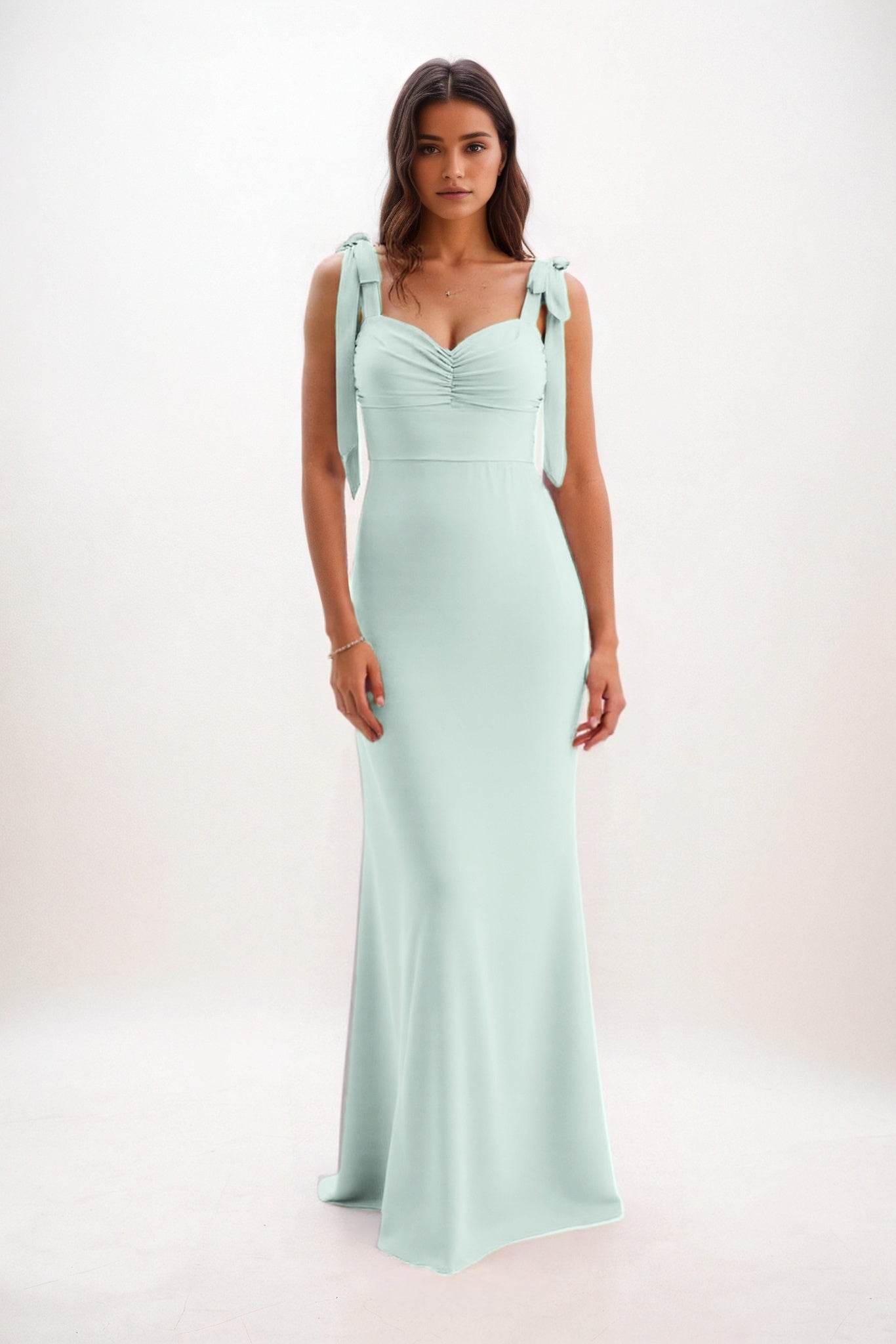 Sheath-Column Maxi Chiffon Bridesmaid Dress CB0849 - COCOMELODY