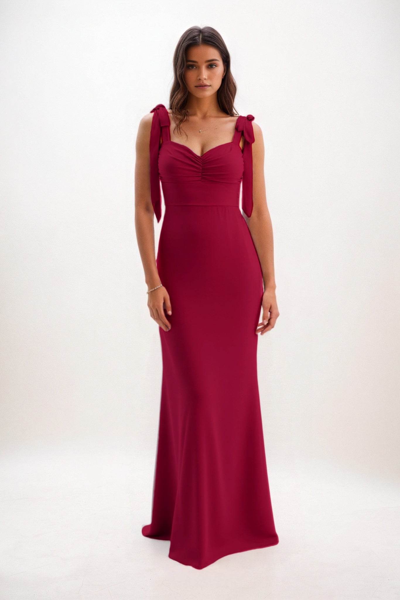 Sheath-Column Maxi Chiffon Bridesmaid Dress CB0849 - COCOMELODY