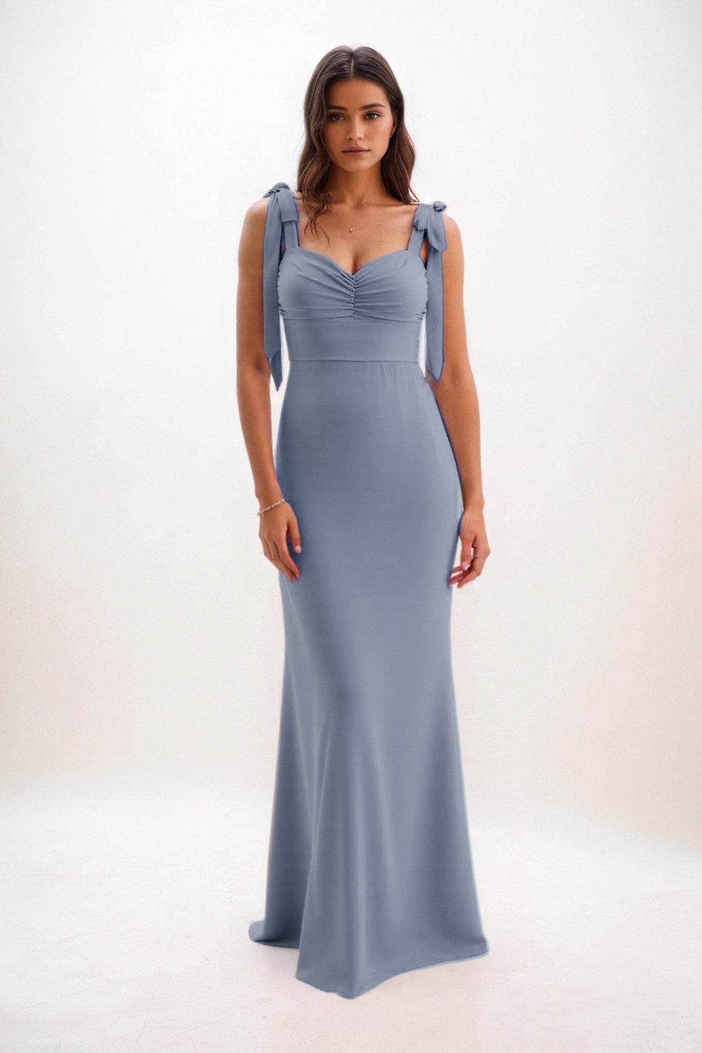 Sheath-Column Maxi Chiffon Bridesmaid Dress CB0849 - COCOMELODY