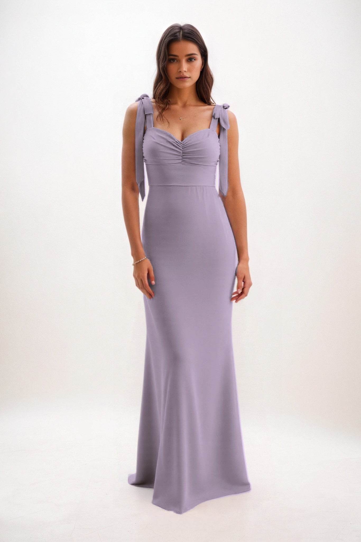 Sheath-Column Maxi Chiffon Bridesmaid Dresses COCOMELODY CB0849, Pale Yellow