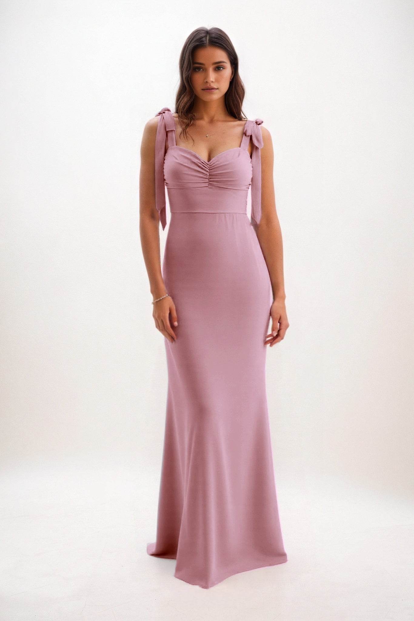 Sheath-Column Maxi Chiffon Bridesmaid Dress CB0849 - COCOMELODY