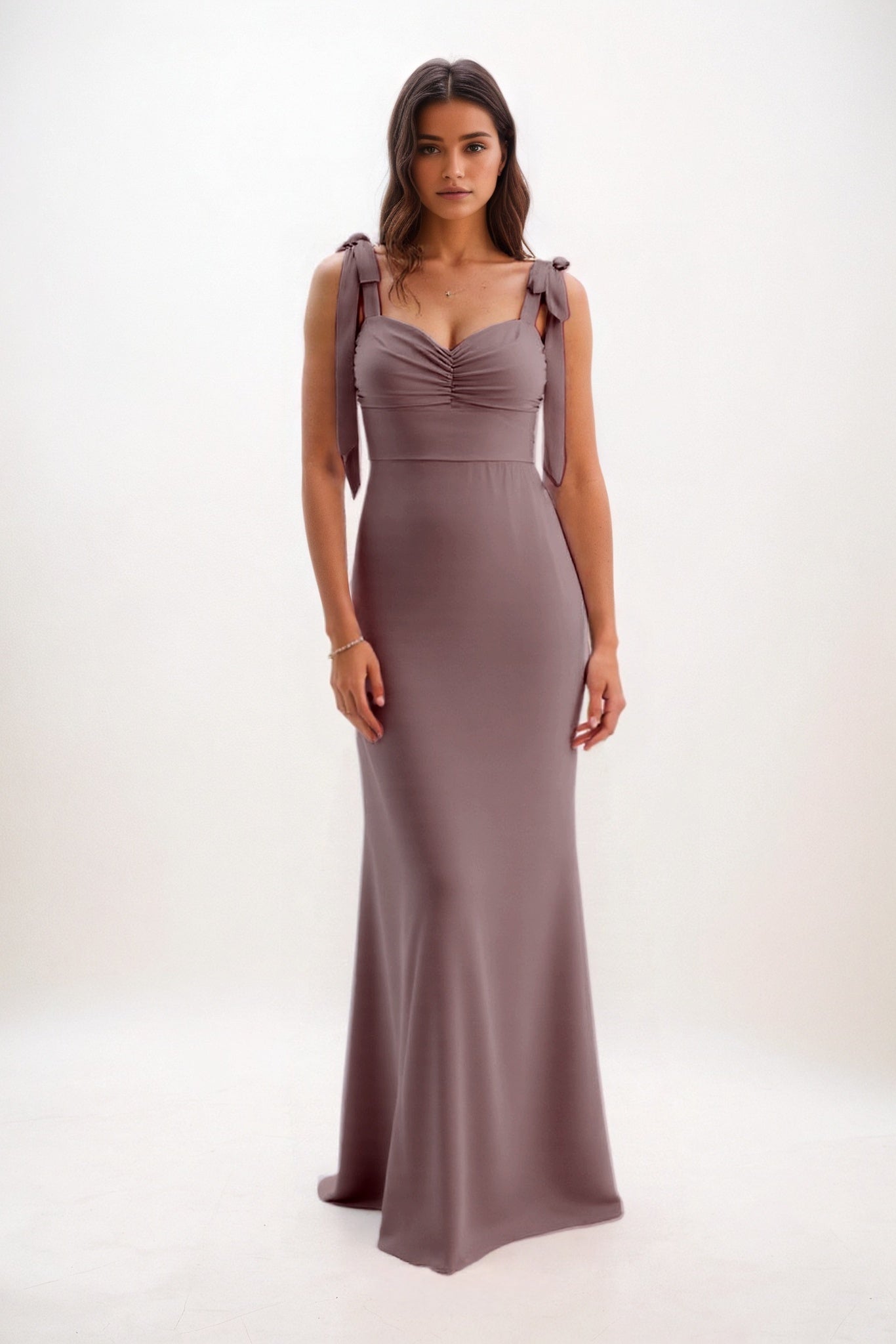 Sheath-Column Maxi Chiffon Bridesmaid Dress CB0849