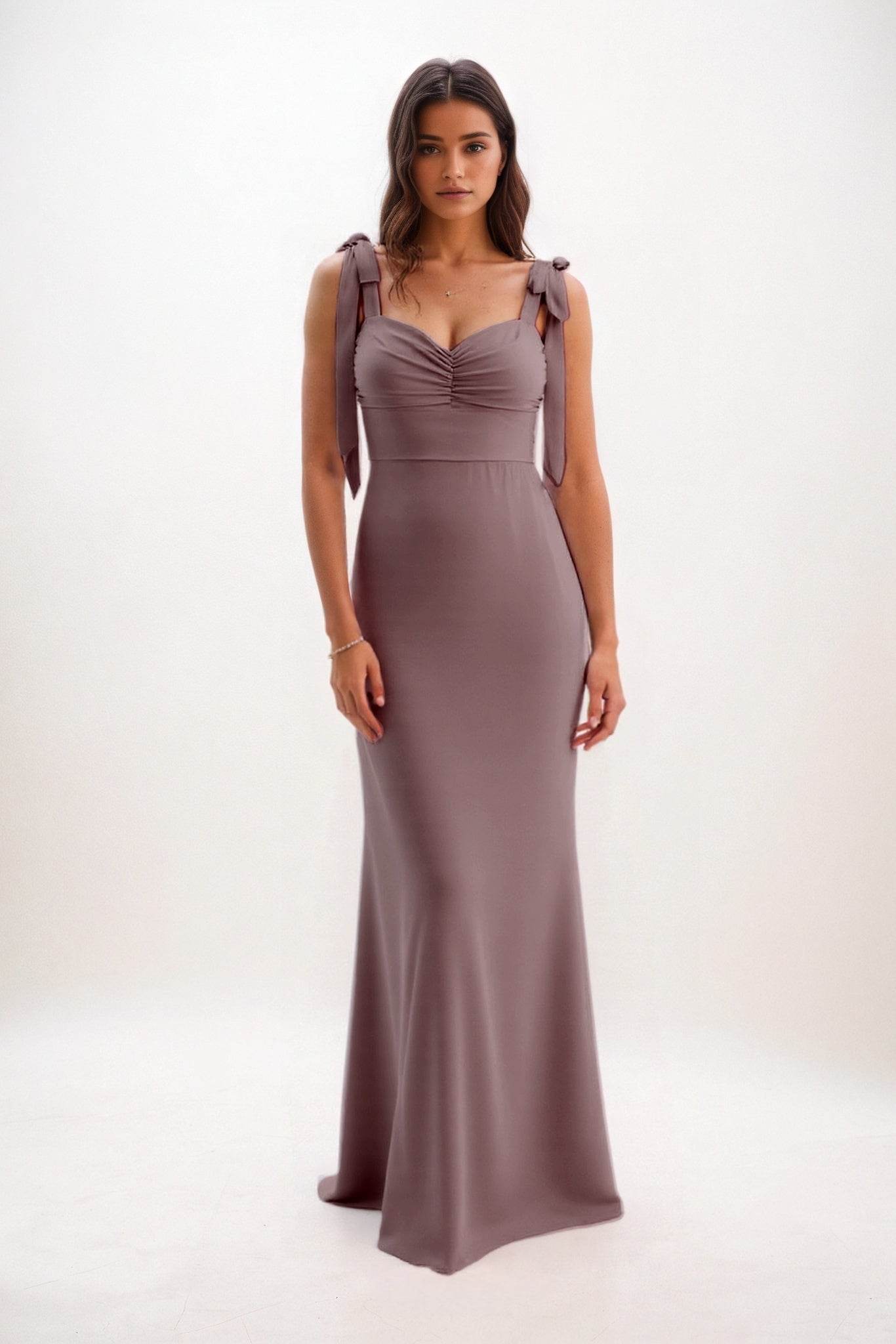 Sheath-Column Maxi Chiffon Bridesmaid Dress CB0849 - COCOMELODY