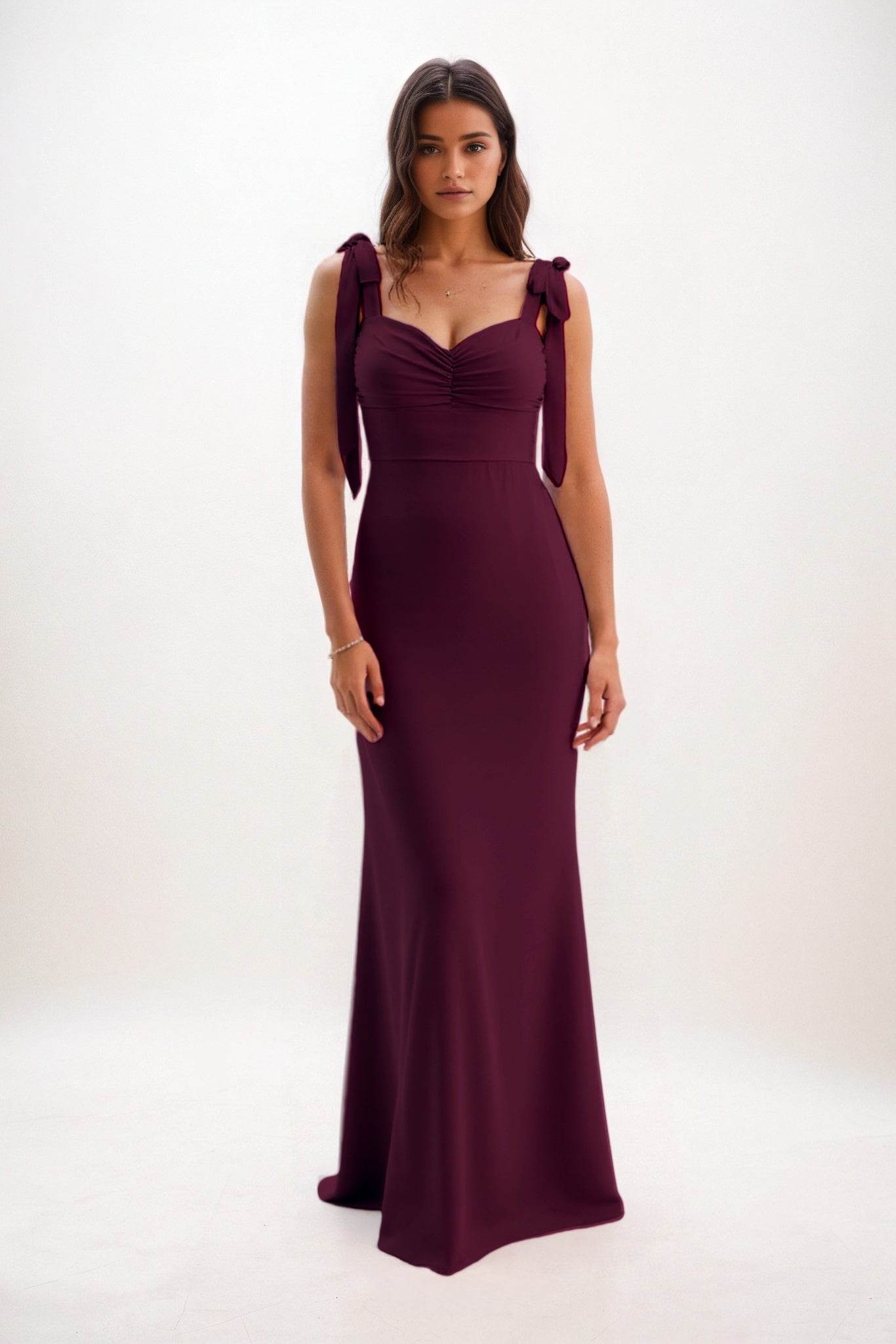 Sheath-Column Maxi Chiffon Bridesmaid Dress CB0849 - COCOMELODY