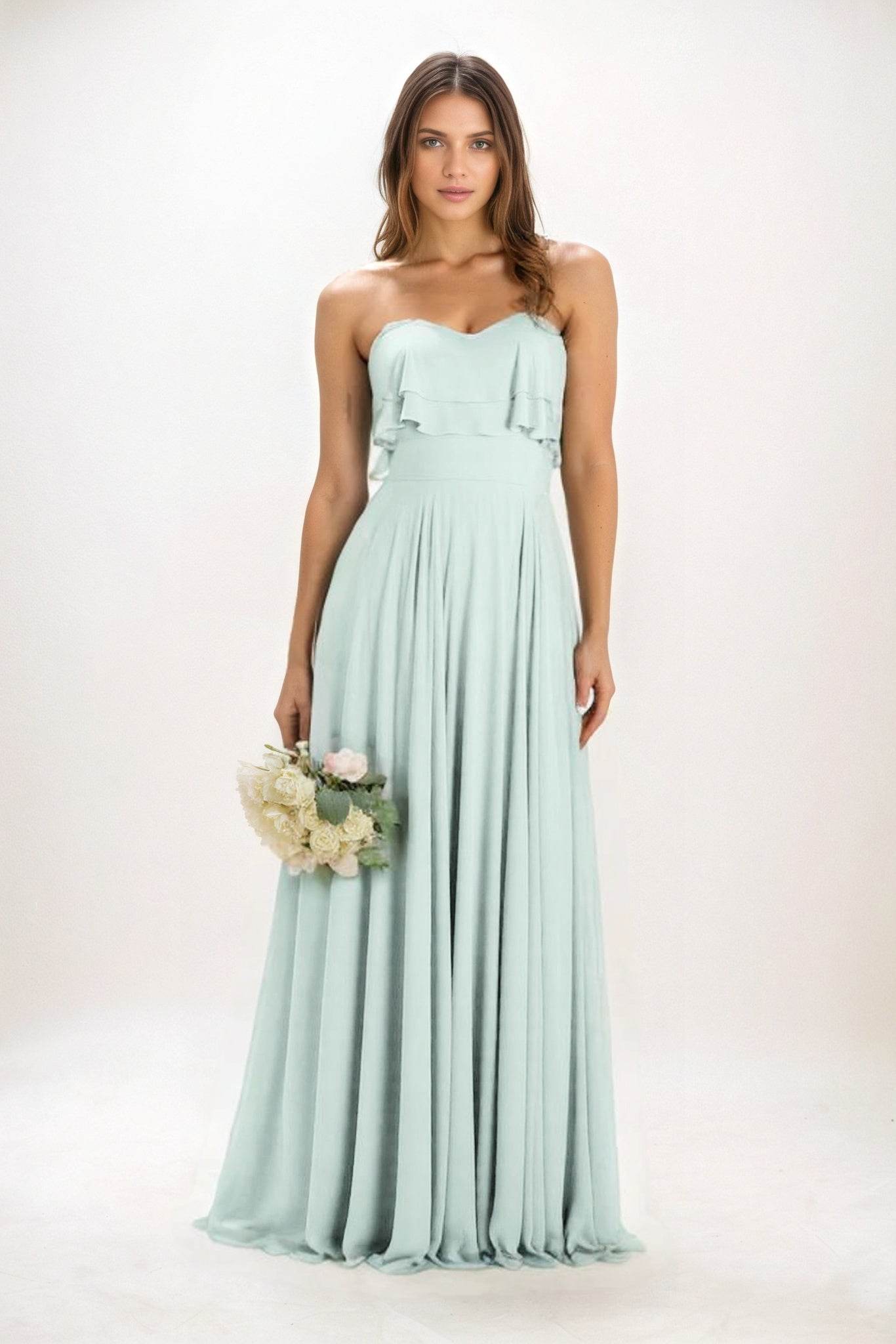 A-Line Maxi Chiffon Bridesmaid Dress CB0850 - COCOMELODY