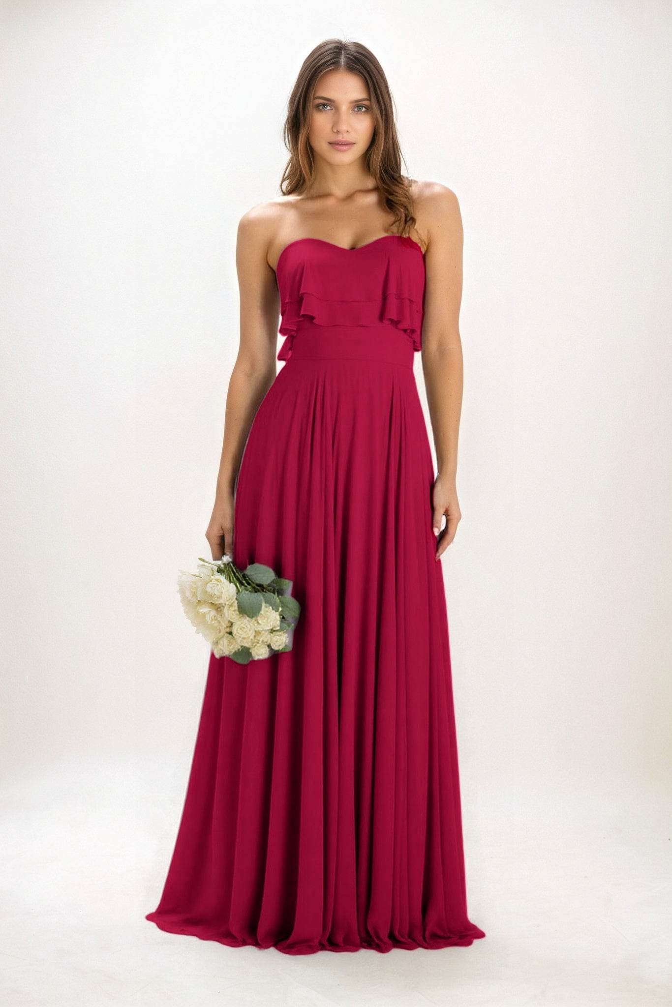 A-Line Maxi Chiffon Bridesmaid Dress CB0850 - COCOMELODY