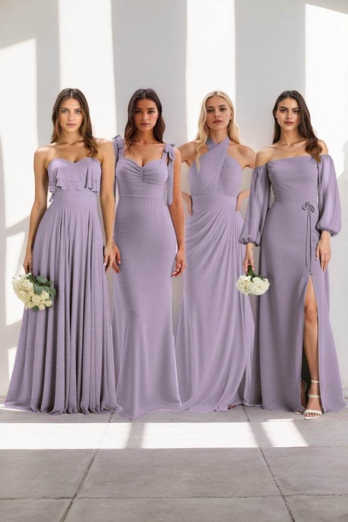 A-Line Maxi Chiffon Bridesmaid Dress CB0850 - COCOMELODY