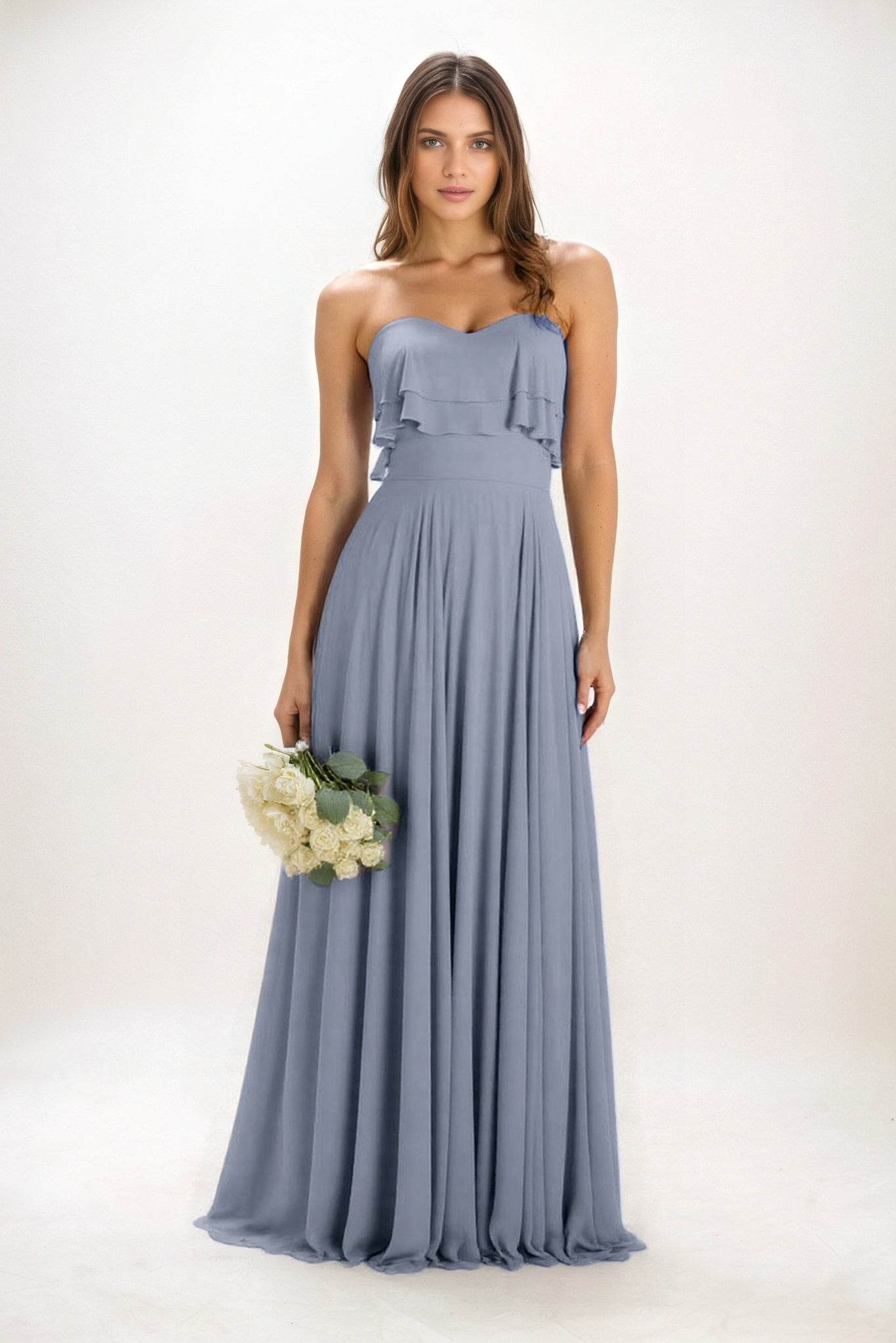 A-Line Maxi Chiffon Bridesmaid Dress CB0850 - COCOMELODY