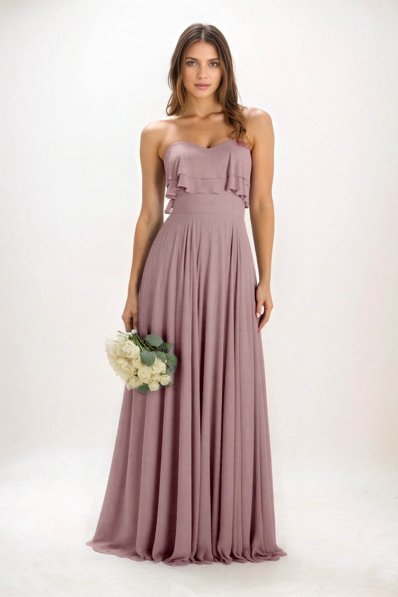 A-Line Maxi Chiffon Bridesmaid Dress CB0850 - COCOMELODY