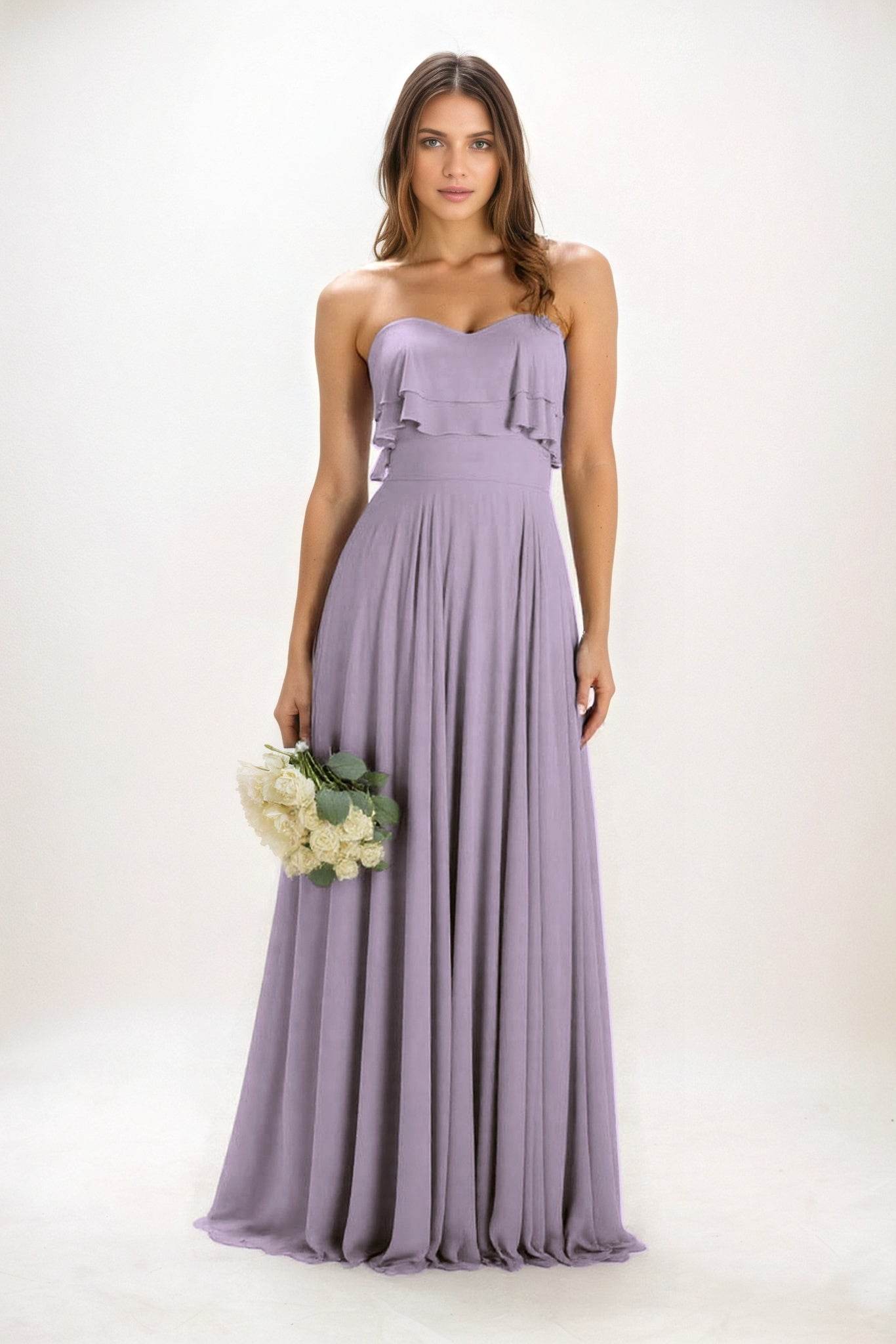 A-Line Maxi Chiffon Bridesmaid Dress CB0850 - COCOMELODY