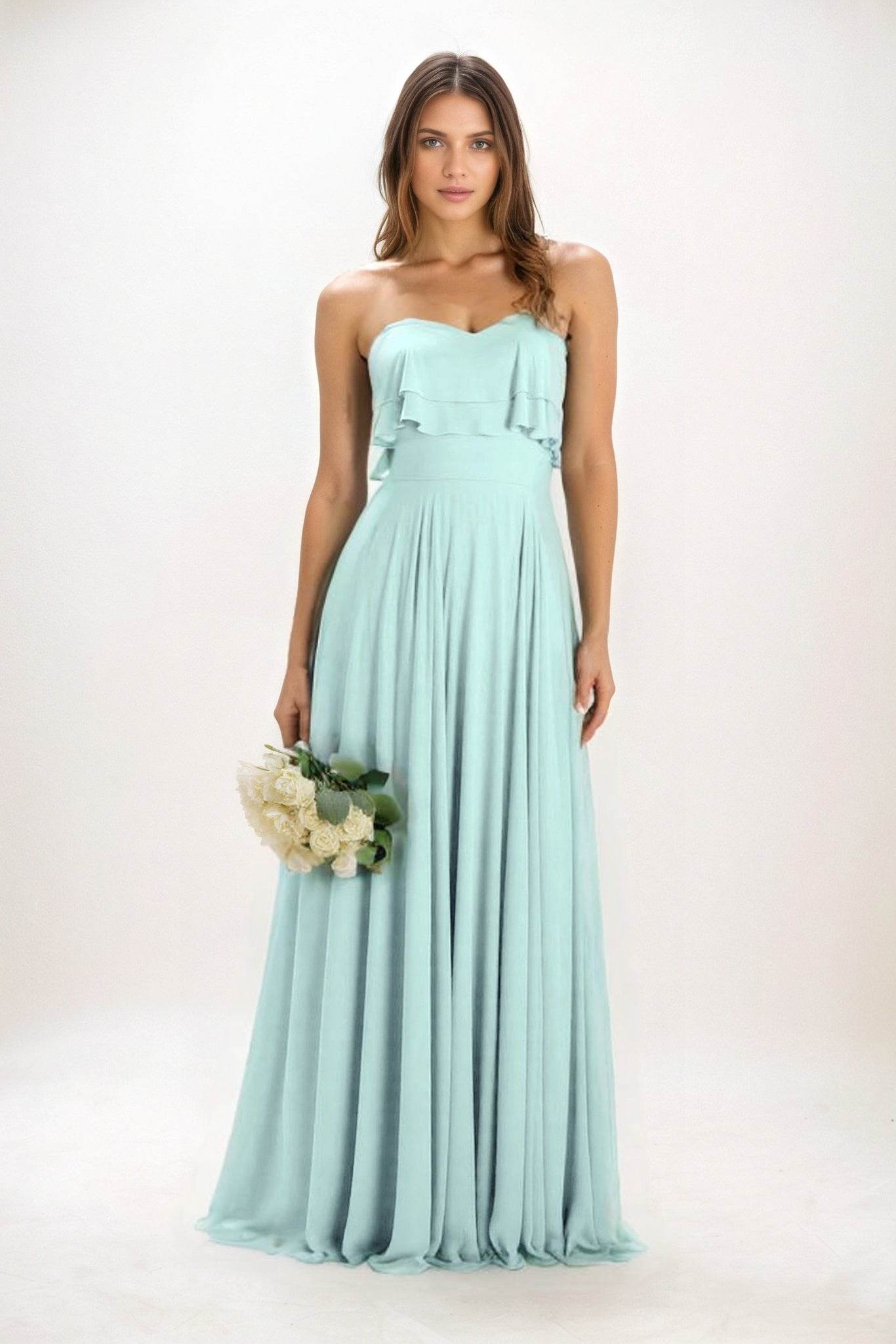 A-Line Maxi Chiffon Bridesmaid Dress CB0850 - COCOMELODY