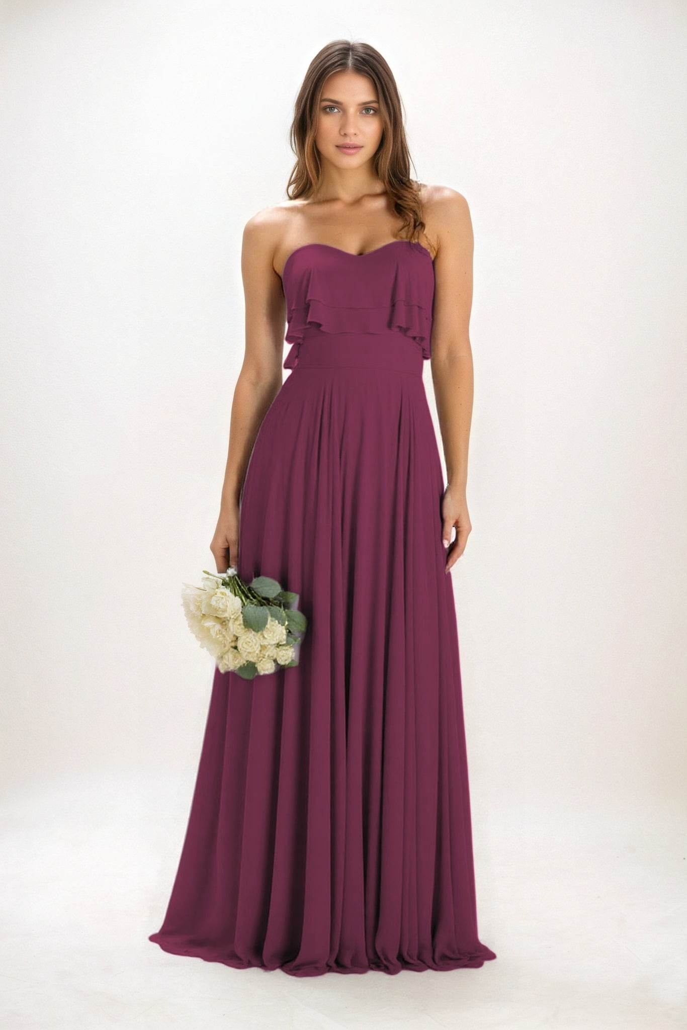 A-Line Maxi Chiffon Bridesmaid Dress CB0850 - COCOMELODY