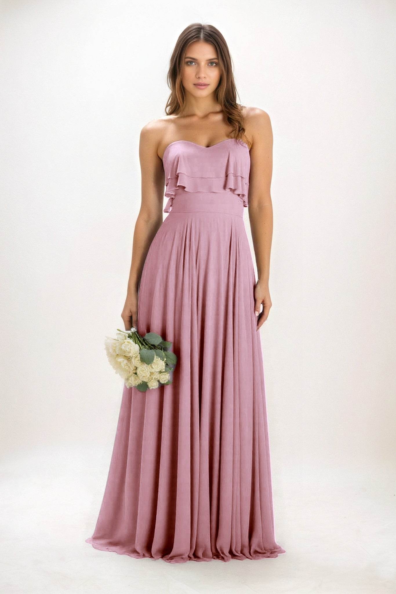 A-Line Maxi Chiffon Bridesmaid Dress CB0850 - COCOMELODY