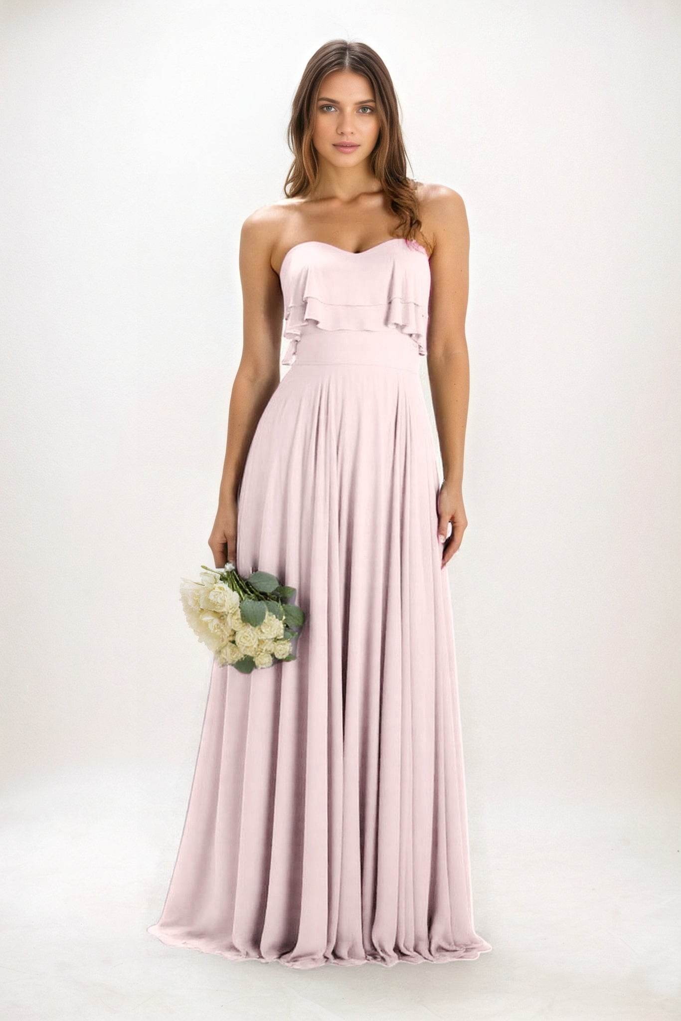 A-Line Maxi Chiffon Bridesmaid Dress CB0850 - COCOMELODY