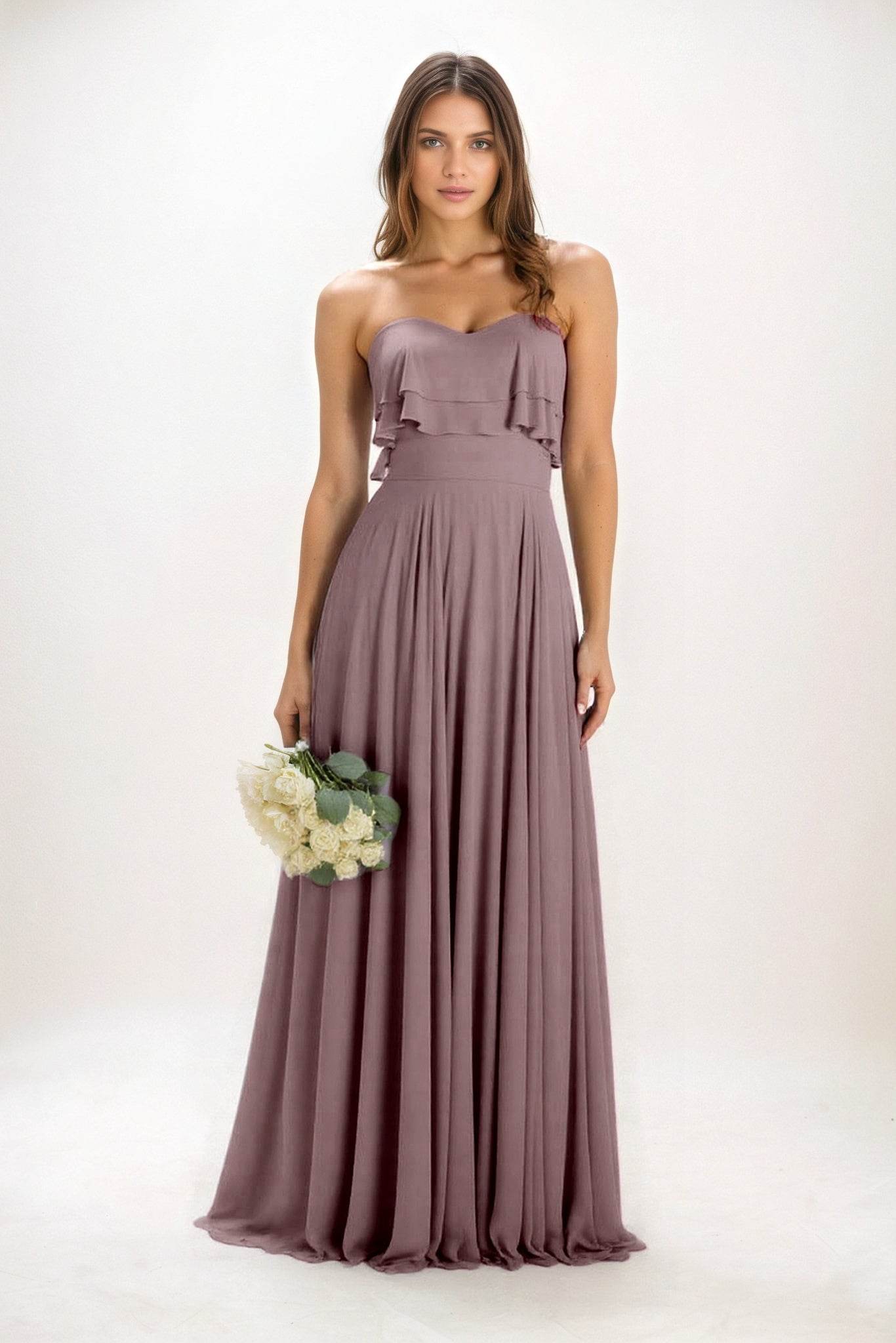 A-Line Maxi Chiffon Bridesmaid Dress CB0850 - COCOMELODY