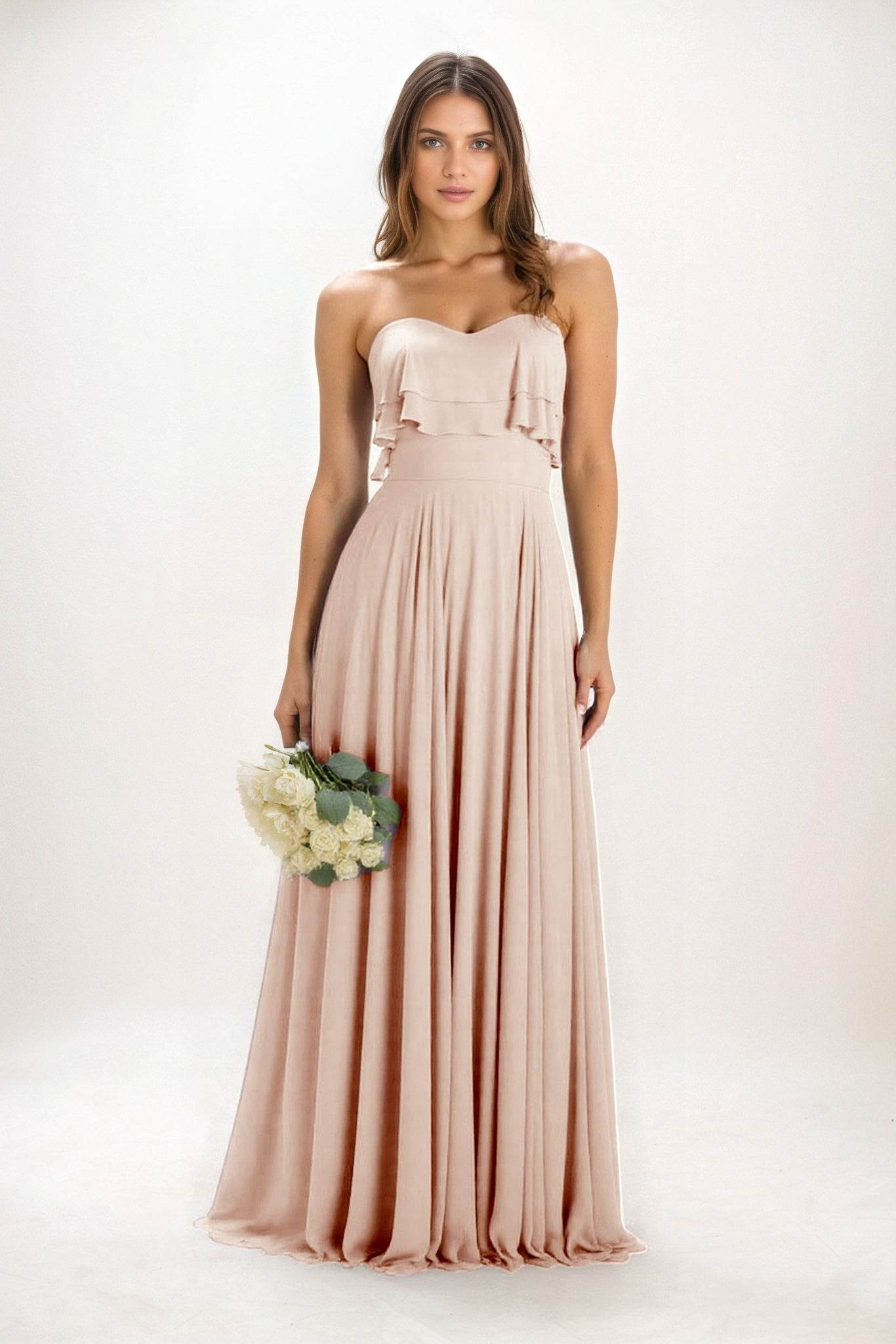 A-Line Maxi Chiffon Bridesmaid Dress CB0850 - COCOMELODY