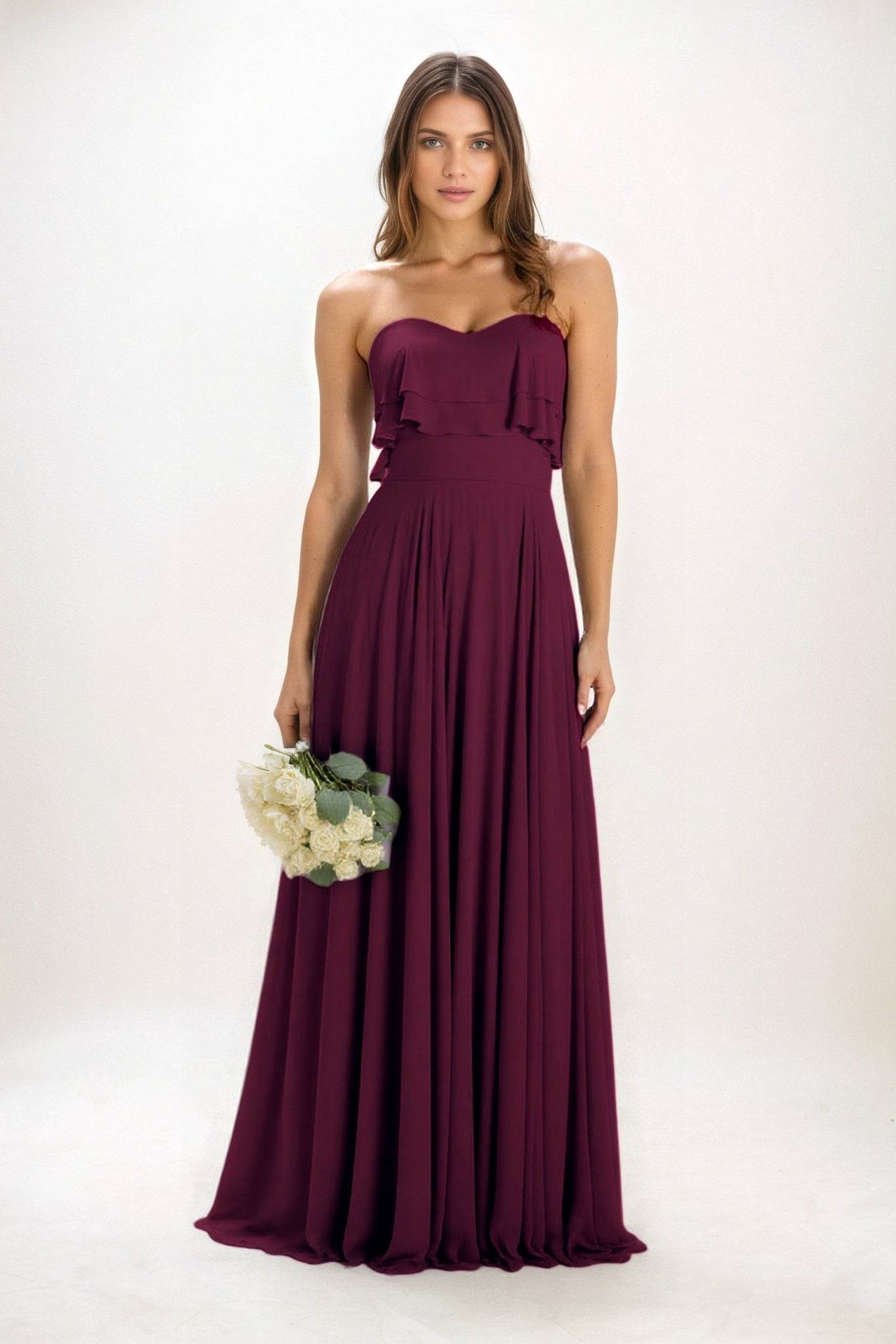 A-Line Maxi Chiffon Bridesmaid Dress CB0850 - COCOMELODY