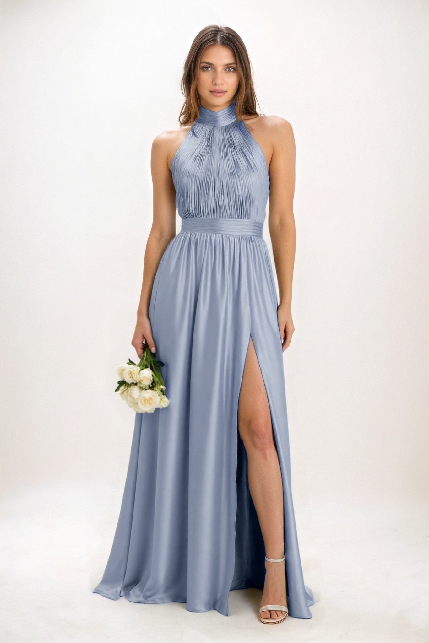 A-Line Maxi Luxe Satin Bridesmaid Dress CB0852