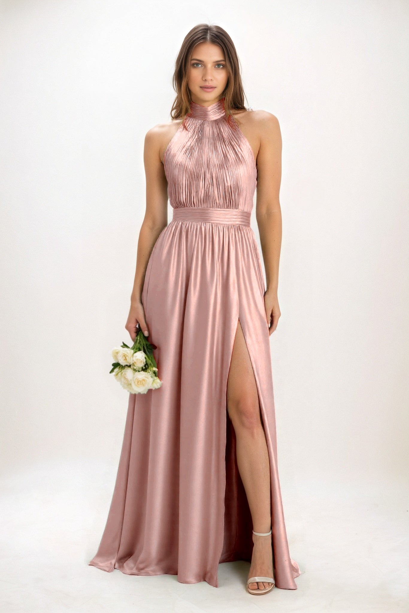 A-Line Maxi Luxe Satin Bridesmaid Dress CB0852