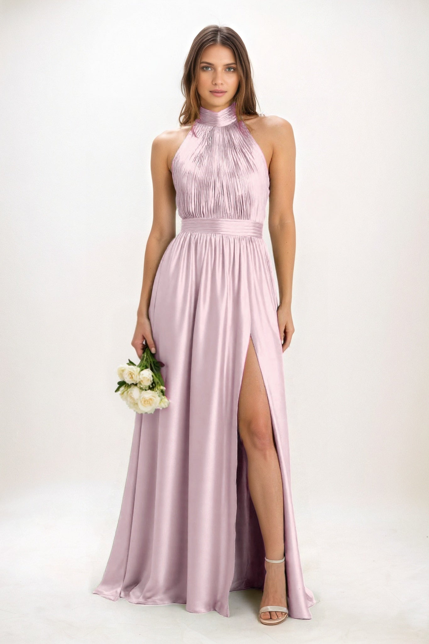 A-Line Maxi Luxe Satin Bridesmaid Dress CB0852