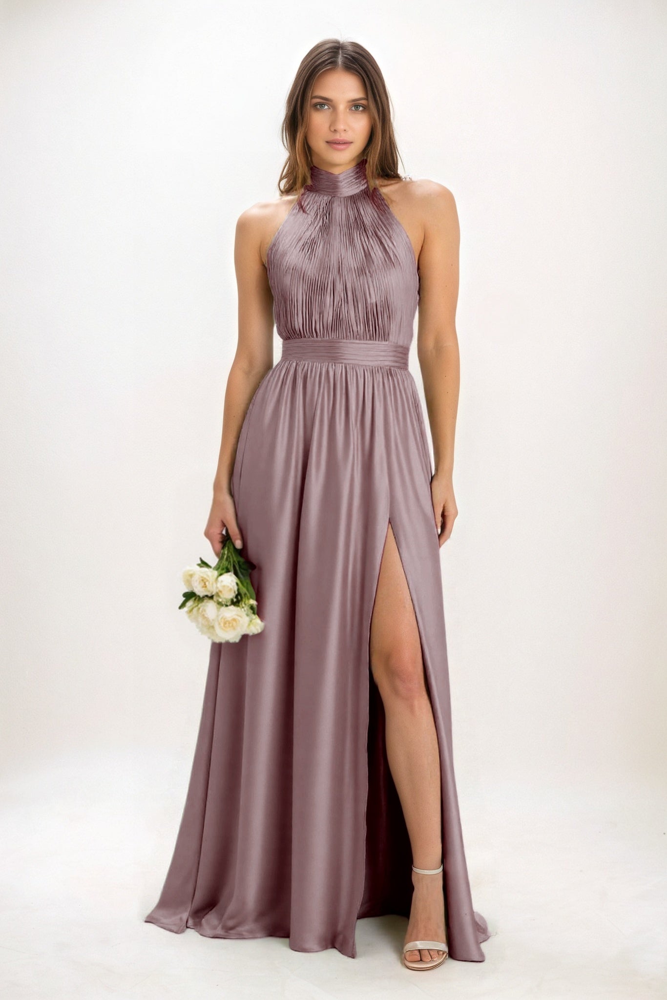 A-Line Maxi Luxe Satin Bridesmaid Dress CB0852