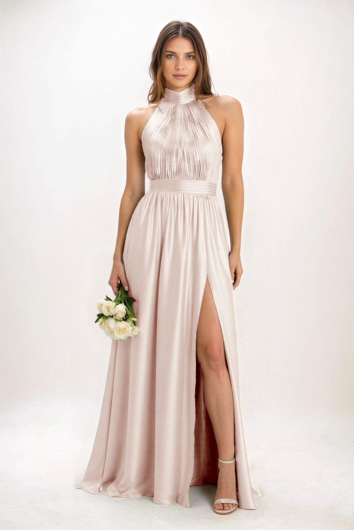 A-Line Maxi Luxe Satin Bridesmaid Dress CB0852