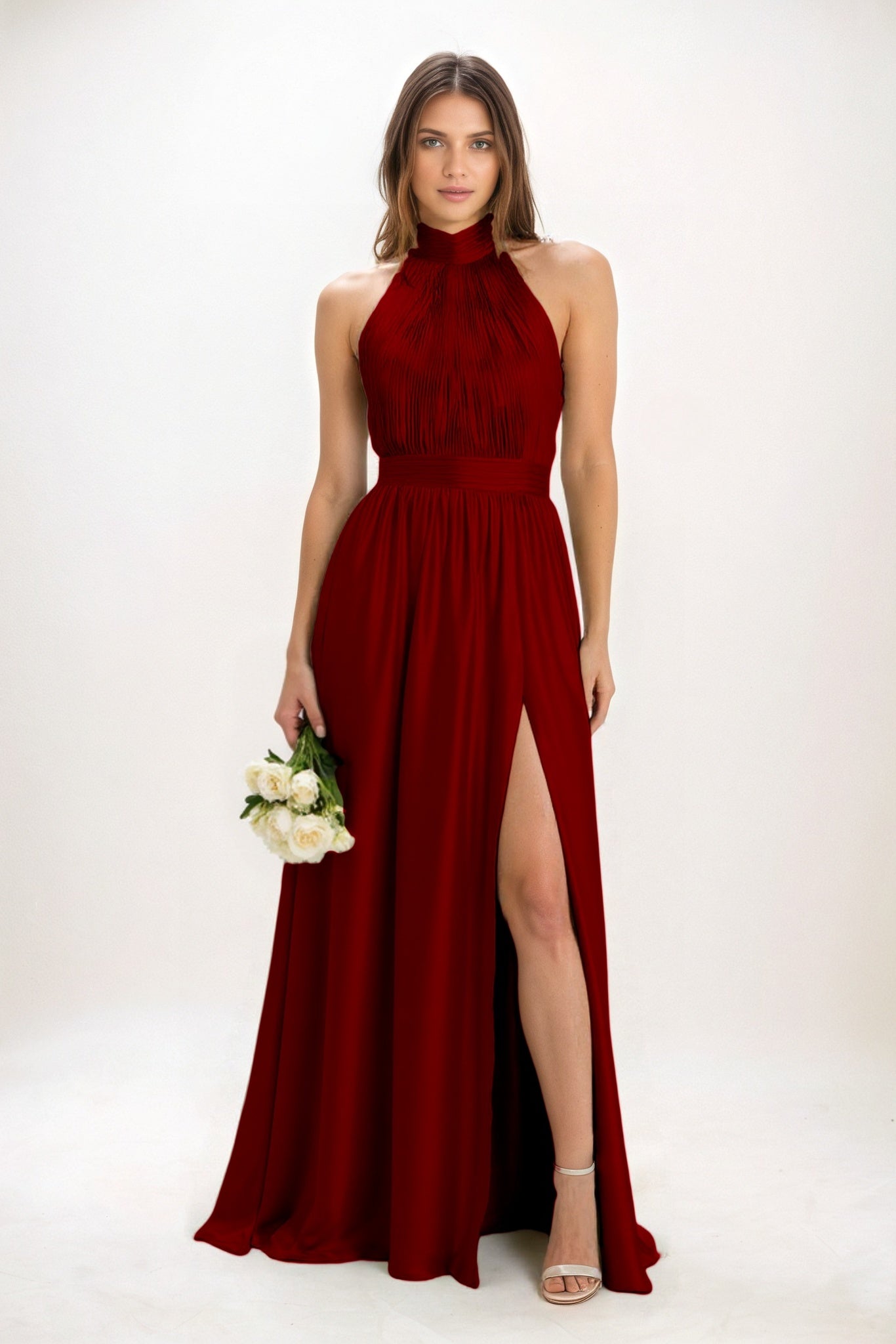 A-Line Maxi Luxe Satin Bridesmaid Dress CB0852