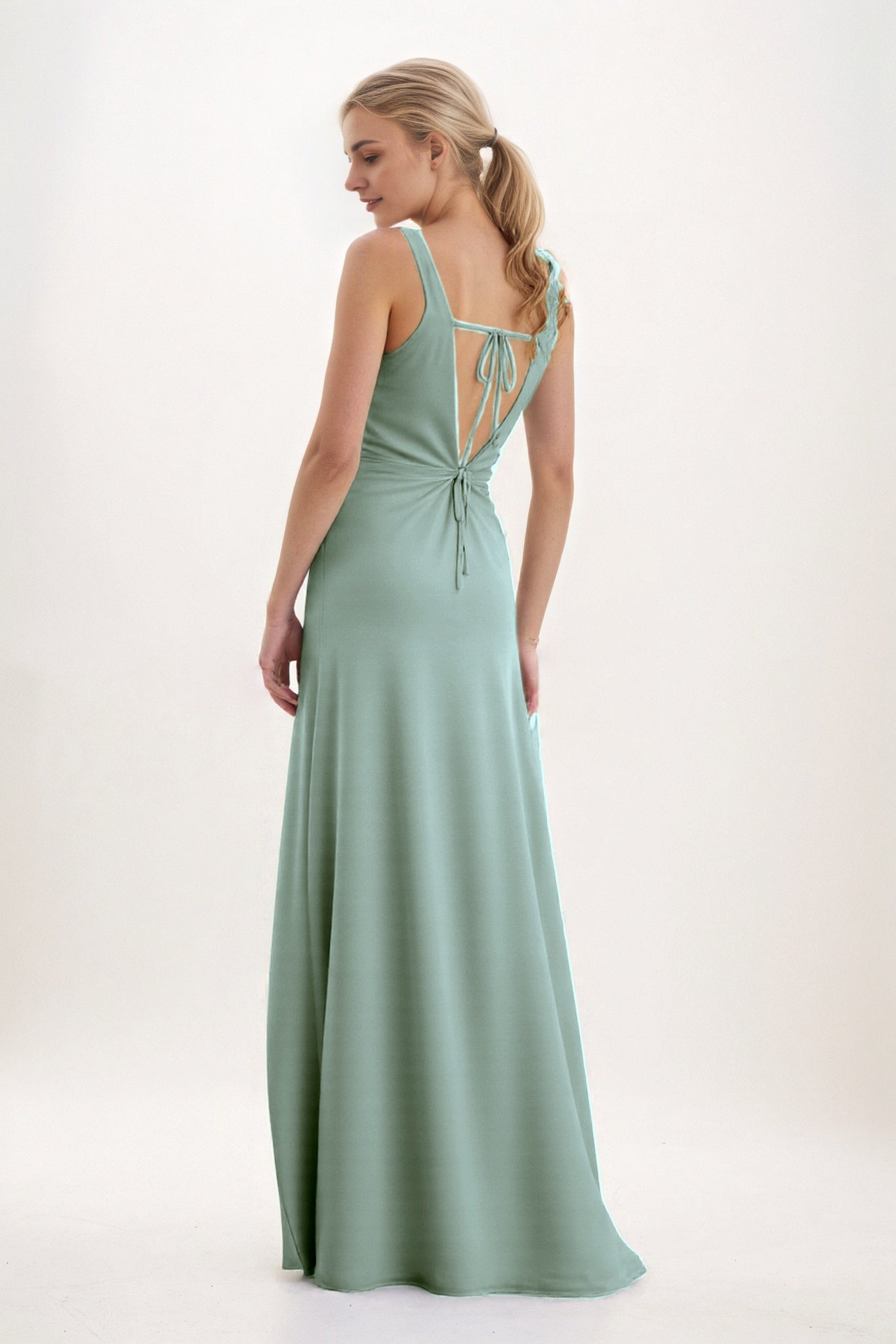 A-Line Maxi Luxe Satin Bridesmaid Dress CB0853