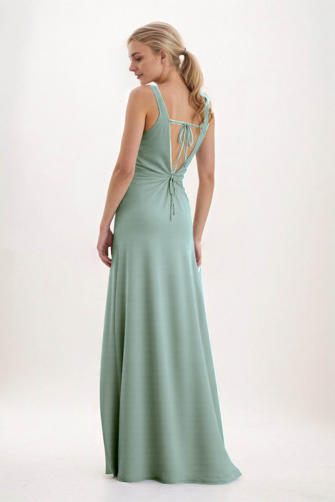 A-Line Maxi Luxe Satin Bridesmaid Dress CB0853 - COCOMELODY