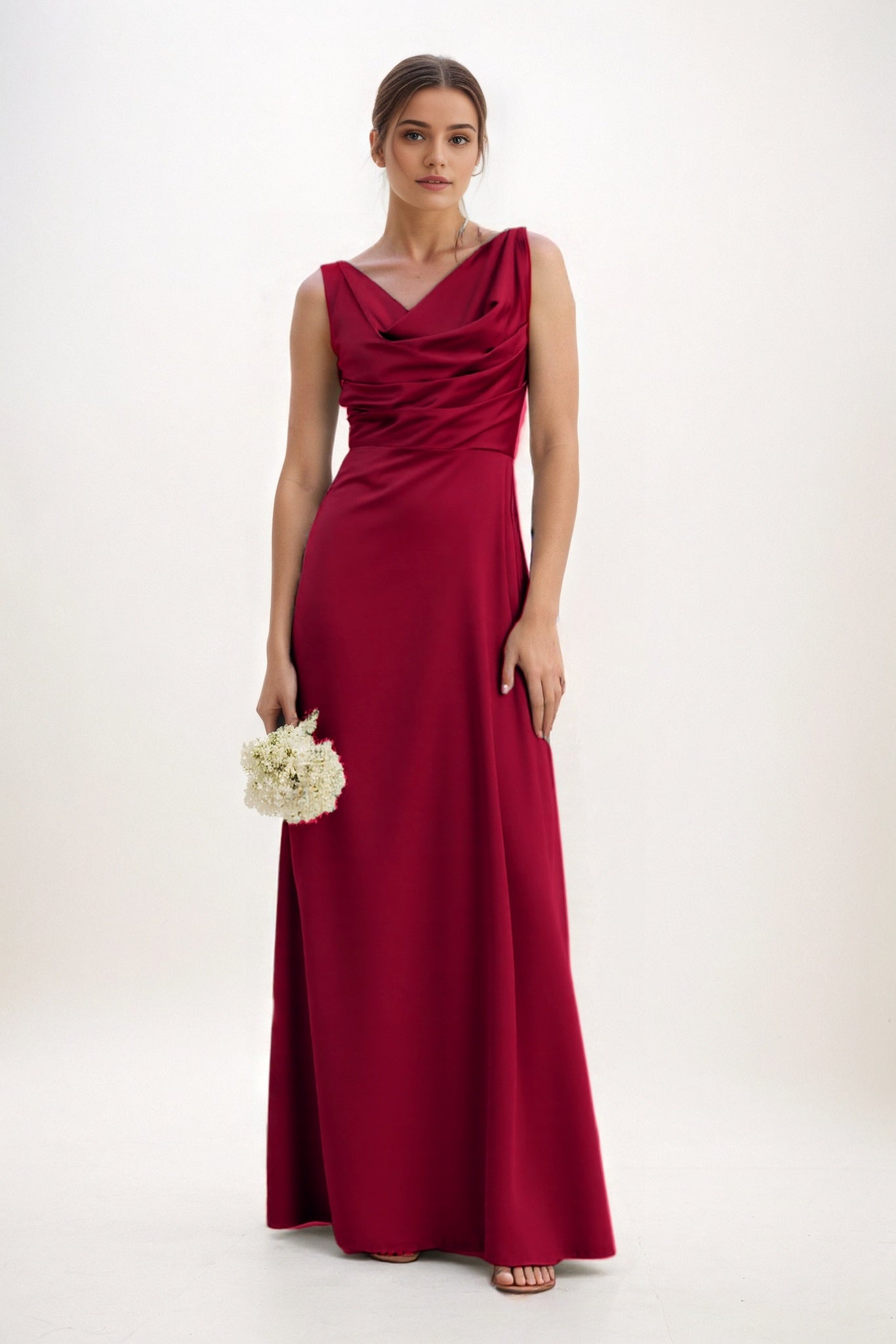 A-Line Maxi Luxe Satin Bridesmaid Dress CB0853
