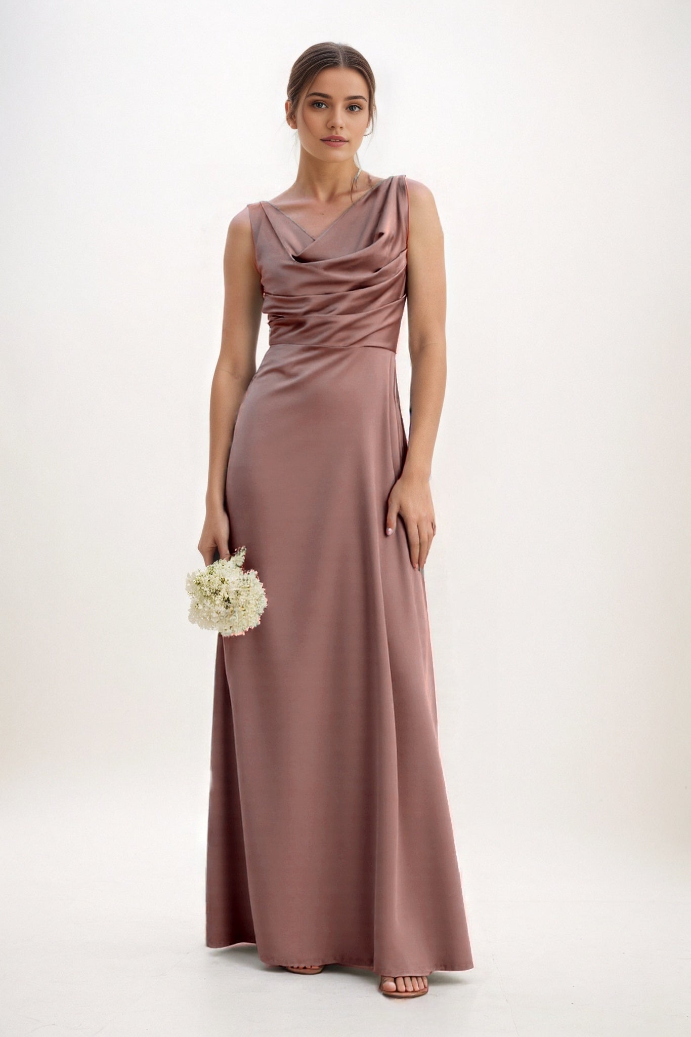 A-Line Maxi Luxe Satin Bridesmaid Dress CB0853