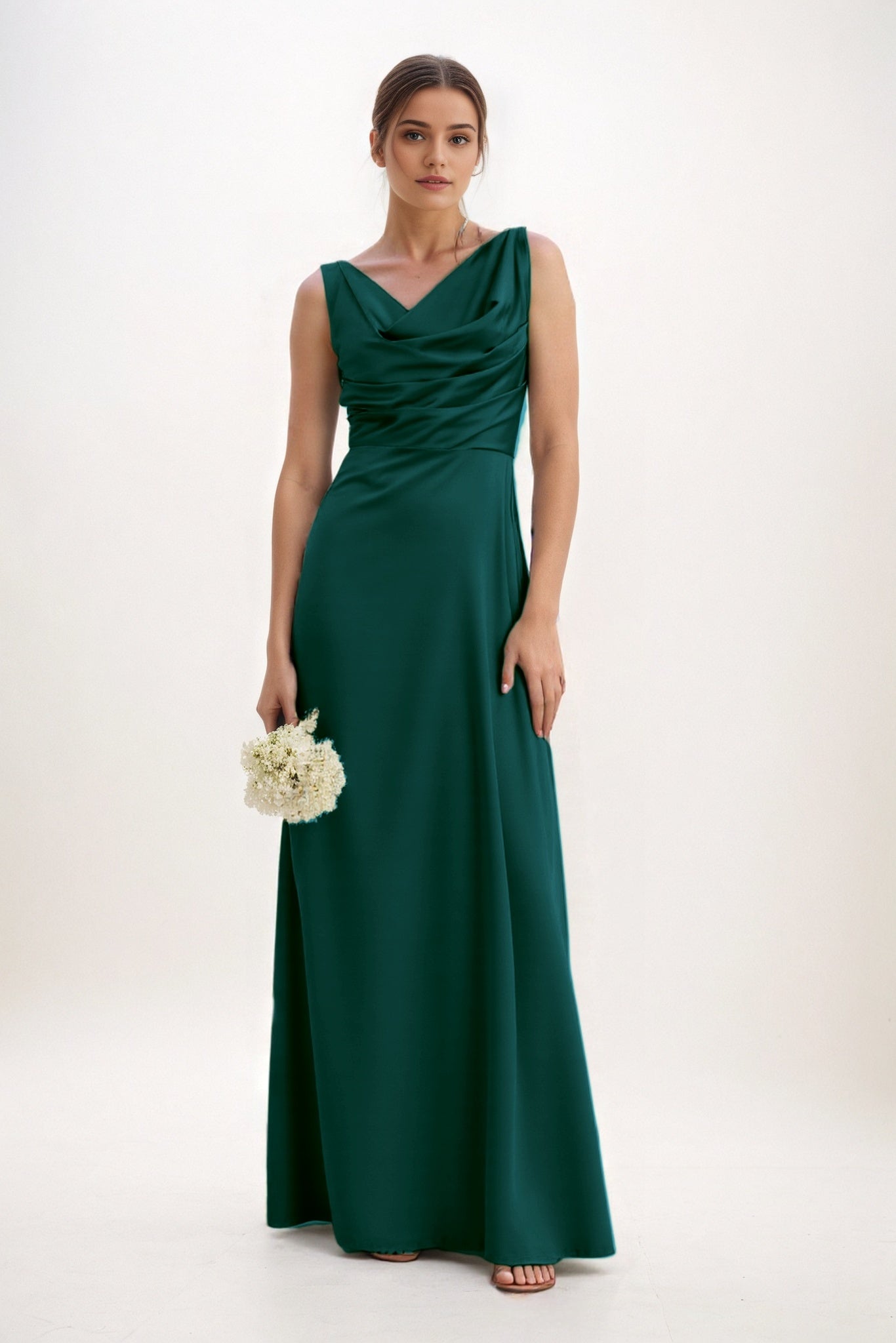 A-Line Maxi Luxe Satin Bridesmaid Dress CB0853