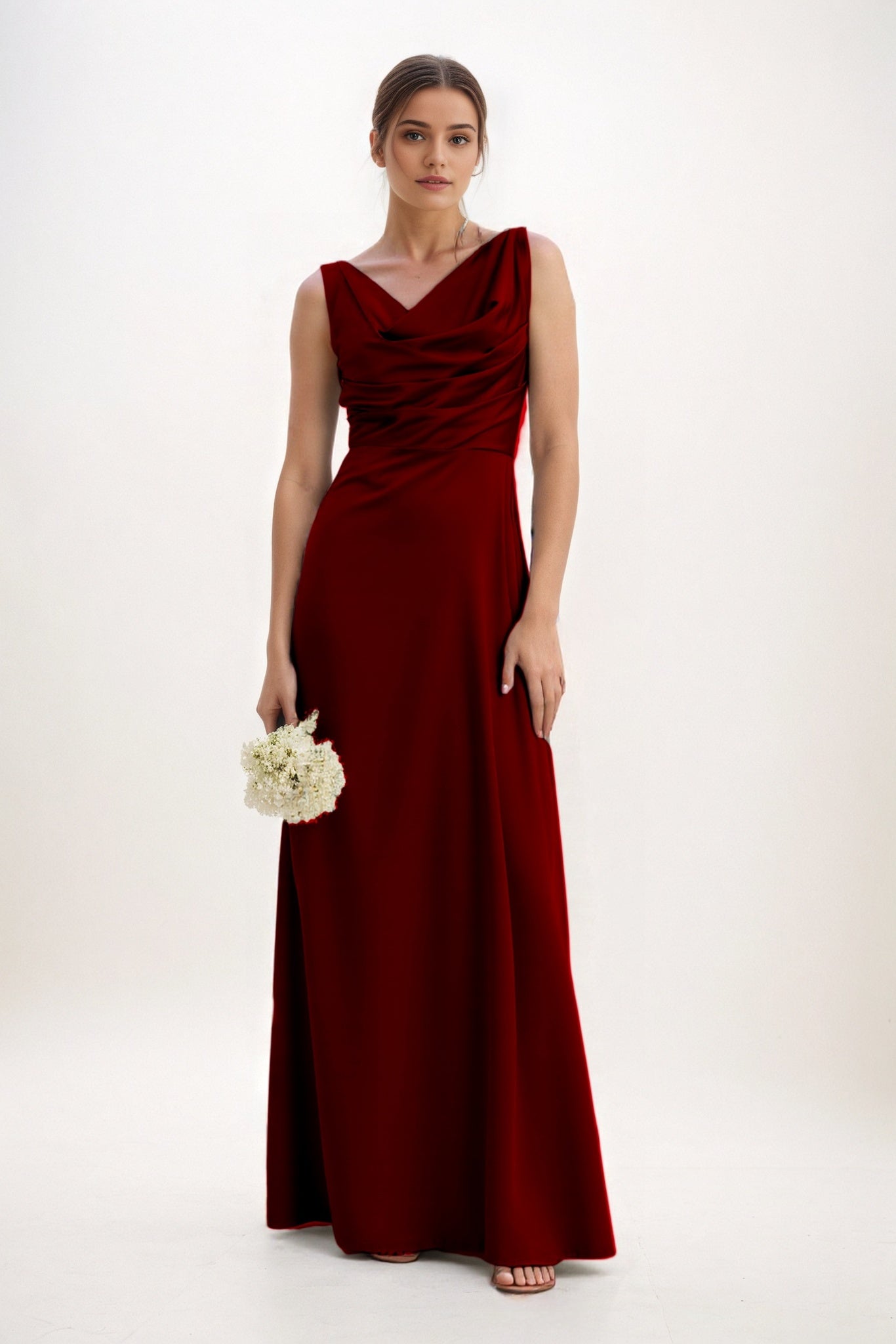 A-Line Maxi Luxe Satin Bridesmaid Dress CB0853