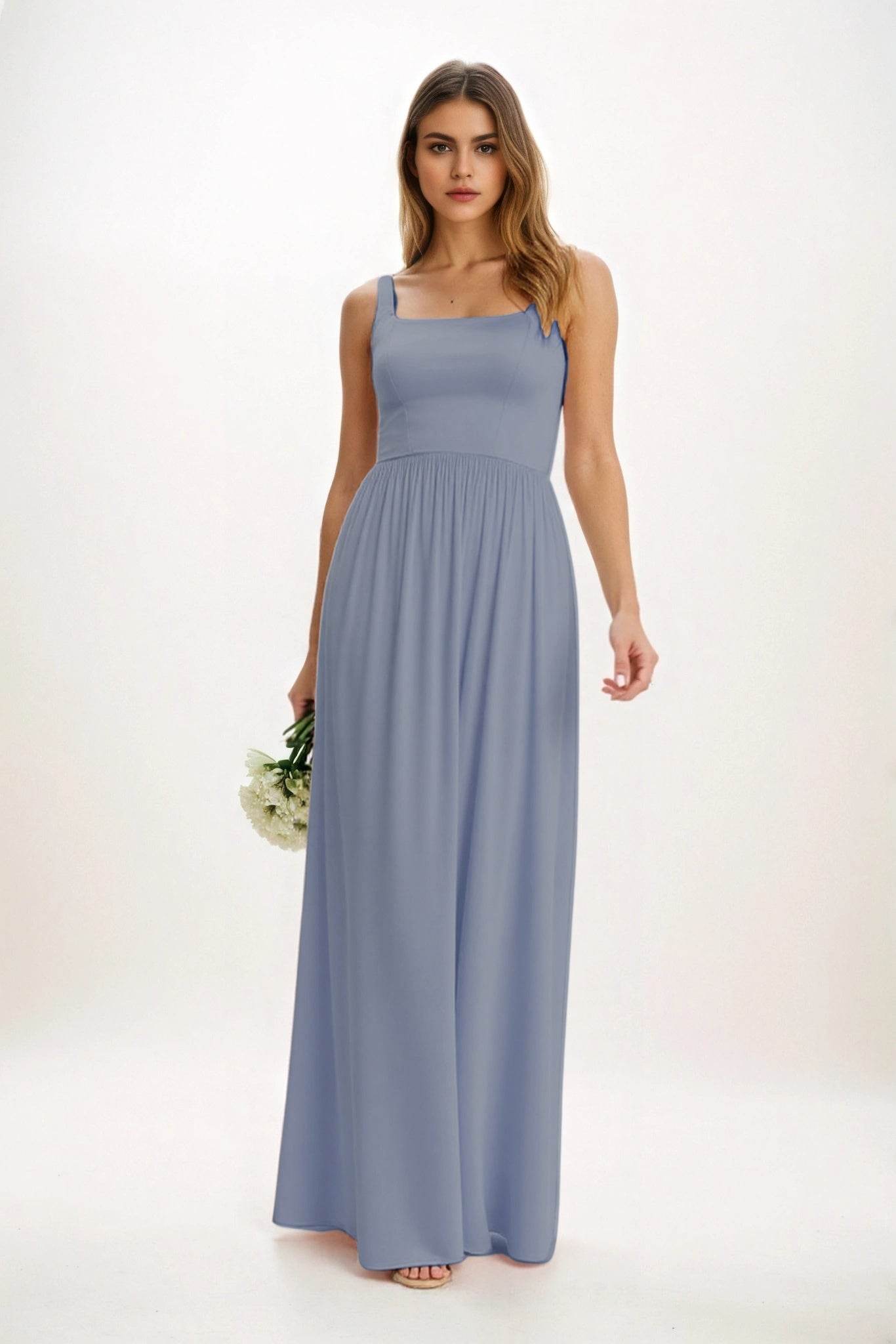 A-Line Maxi Chiffon Bridesmaid Dress CB0854 - COCOMELODY