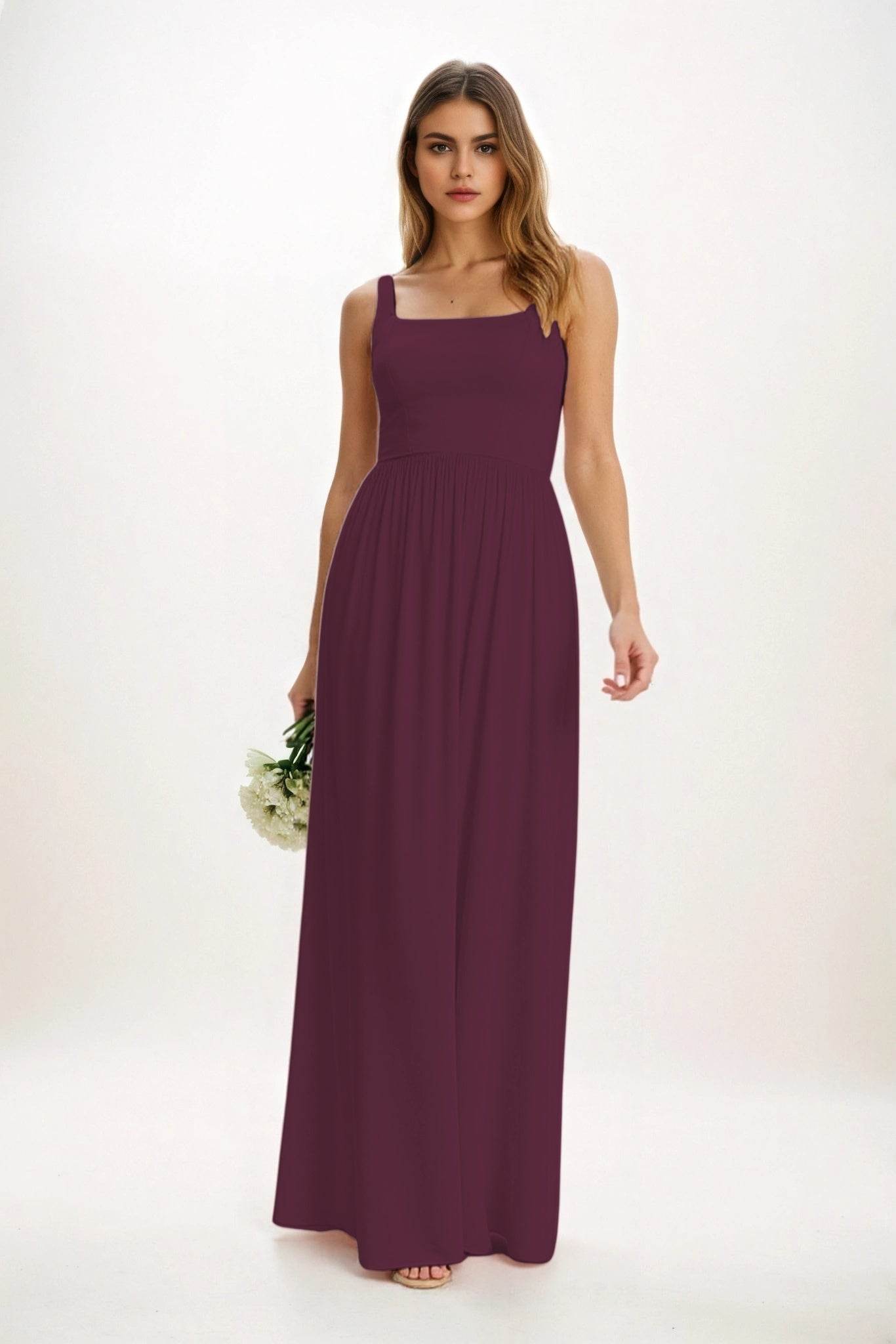 A-Line Maxi Chiffon Bridesmaid Dress CB0854 - COCOMELODY